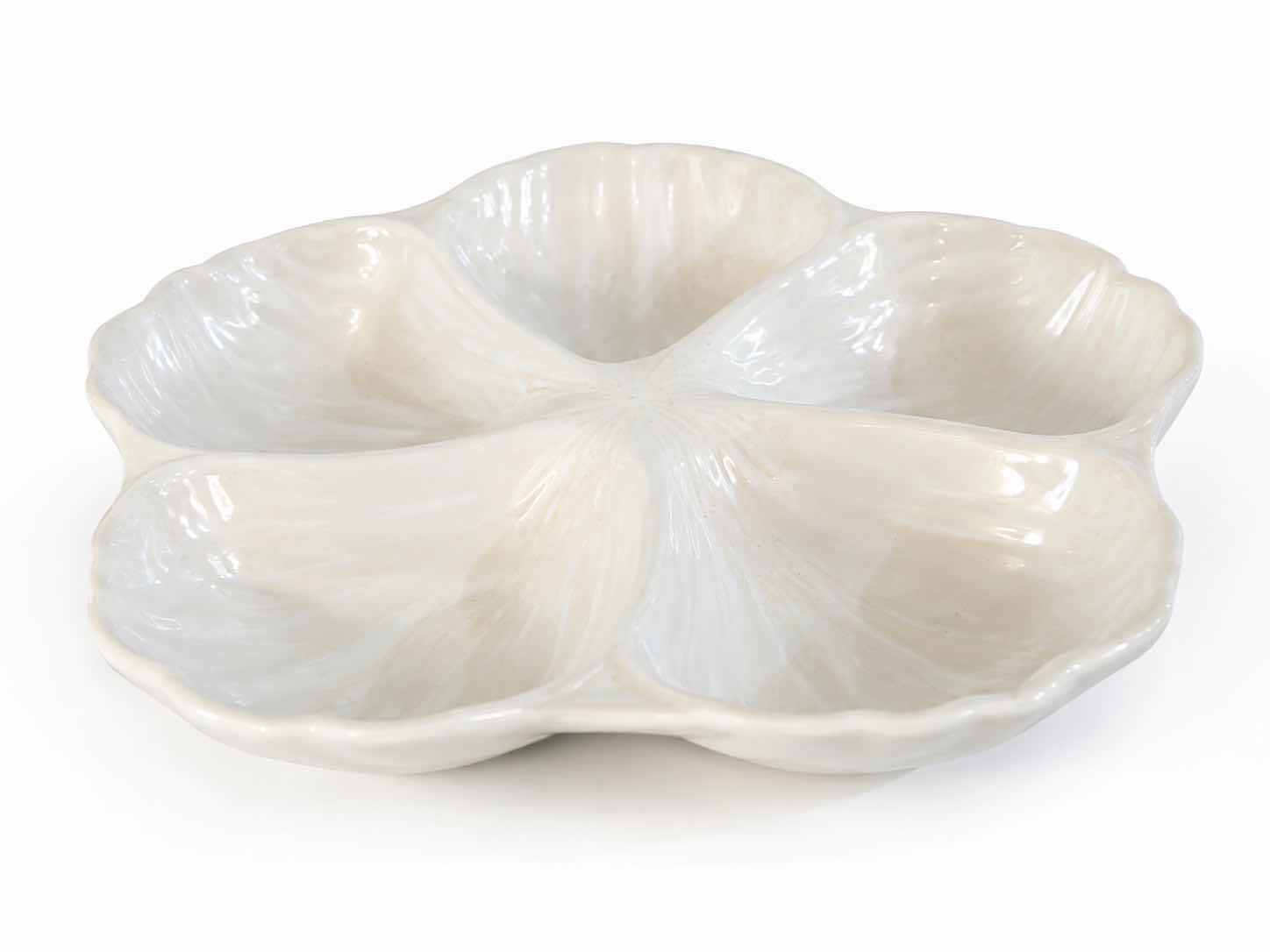 Photo 1 of WHITE CERAMIC DOGWOOD, SERVING DISH. 14” x 2” $30