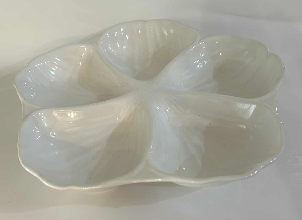Photo 1 of WHITE CERAMIC DOGWOOD, SERVING DISH. 14” x 2” $30