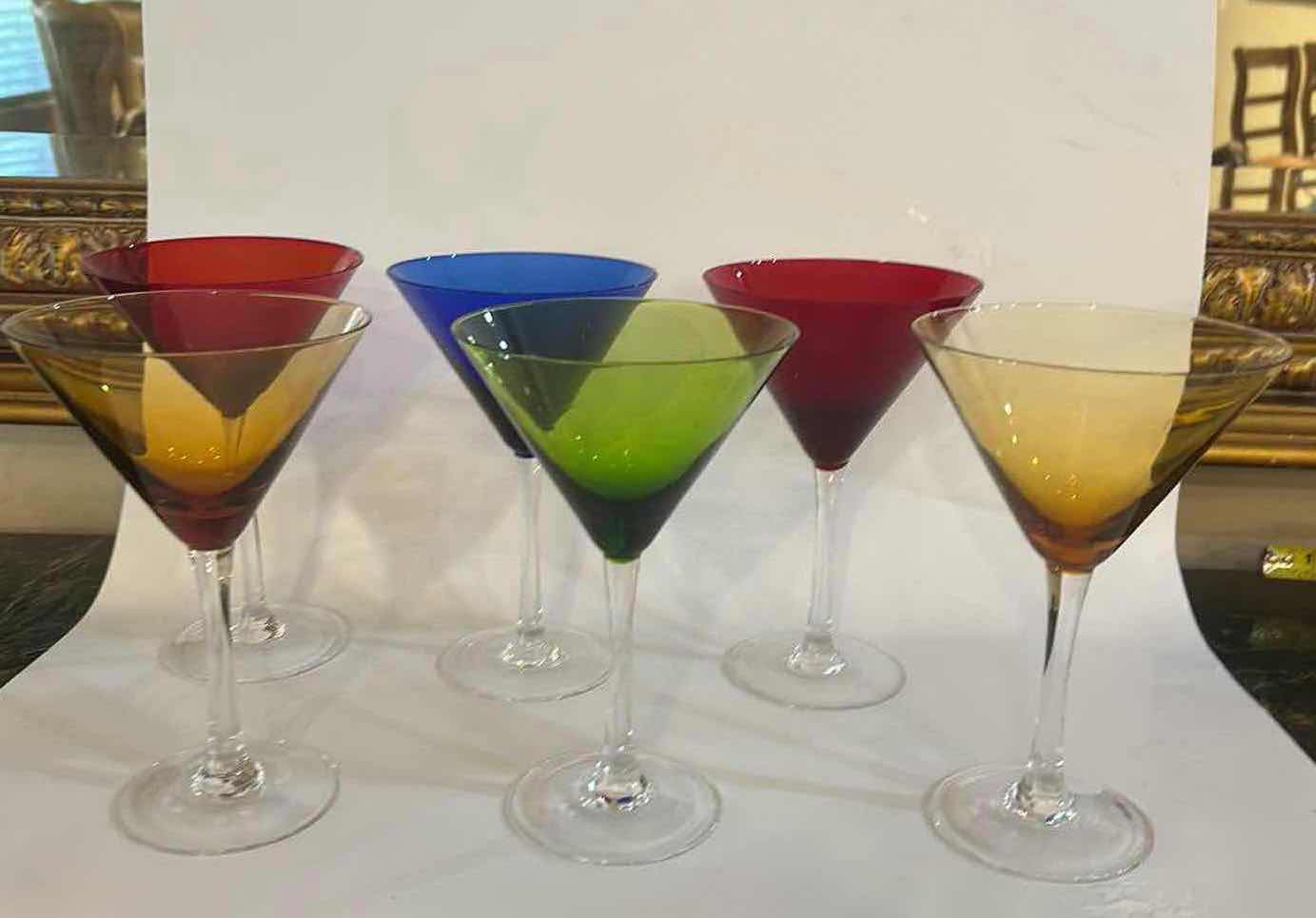 Photo 1 of 6 - CIRCLEWARE JEWEL TONE MULTICOLOR MARTINI GLASSES