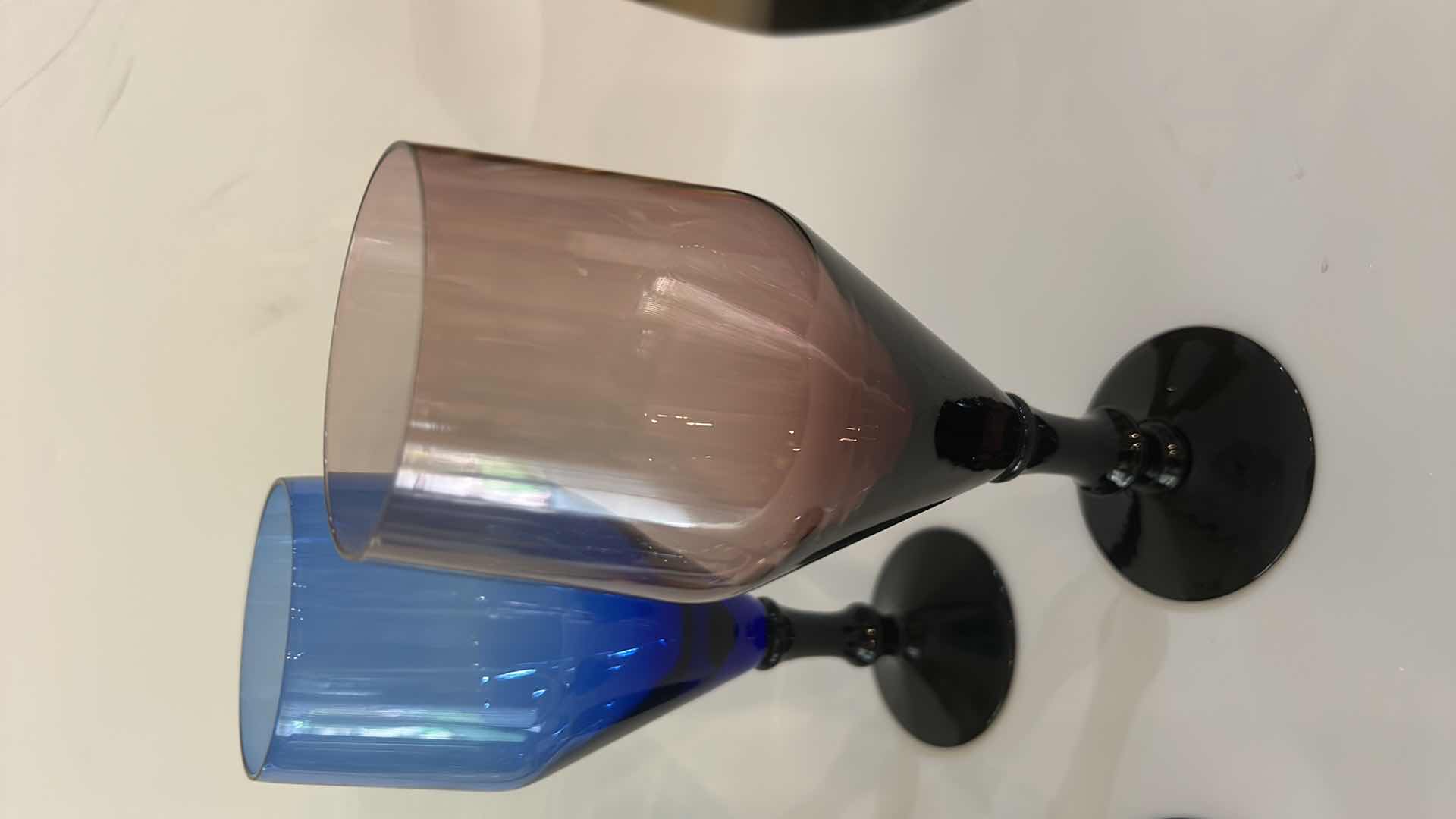 Photo 1 of 6- VINTAGE 1980S BORMIOLI ROCCO BAHIA BI-COLOR STEMWARE FROM ITALY. $25 to $35 PER GLASS