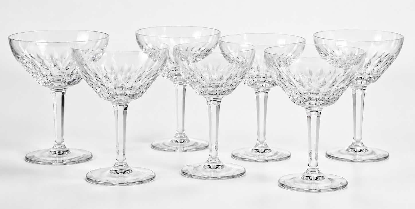 Photo 1 of 7- VINTAGE ROYAL LEERDAM "RUBATO" CHAMPAGNE COUPE / TALL SHERBET GLASSES