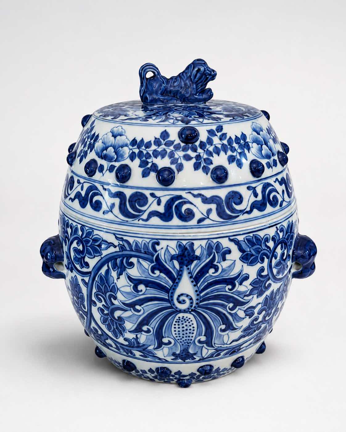 Photo 1 of BLUE AND WHITE PORCELAIN LIDDED JAR. H11”