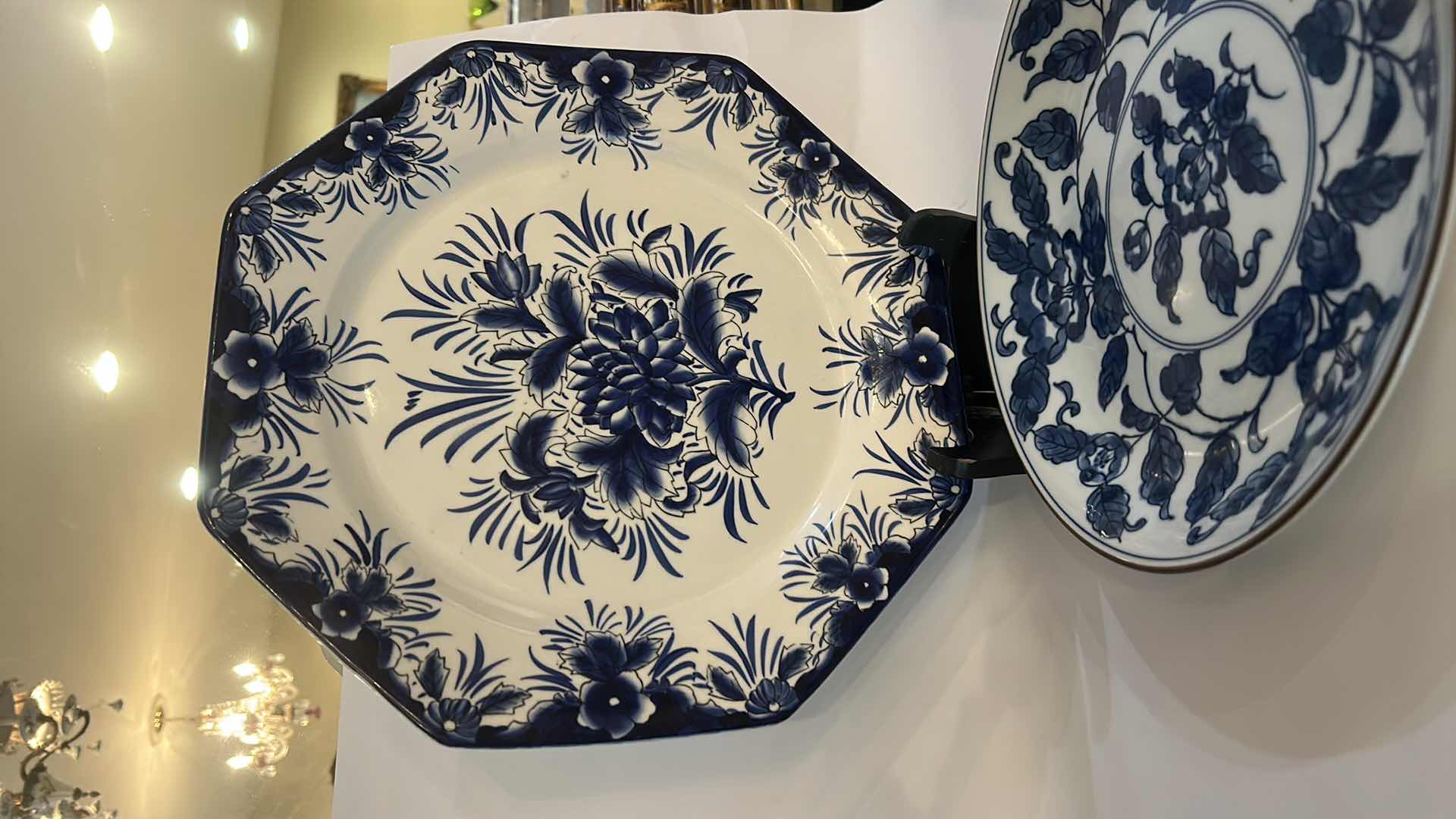 Photo 1 of 2- BLUE AND WHITE PLATES, GODINGER AND ANDREA BY SADEK 13.5”