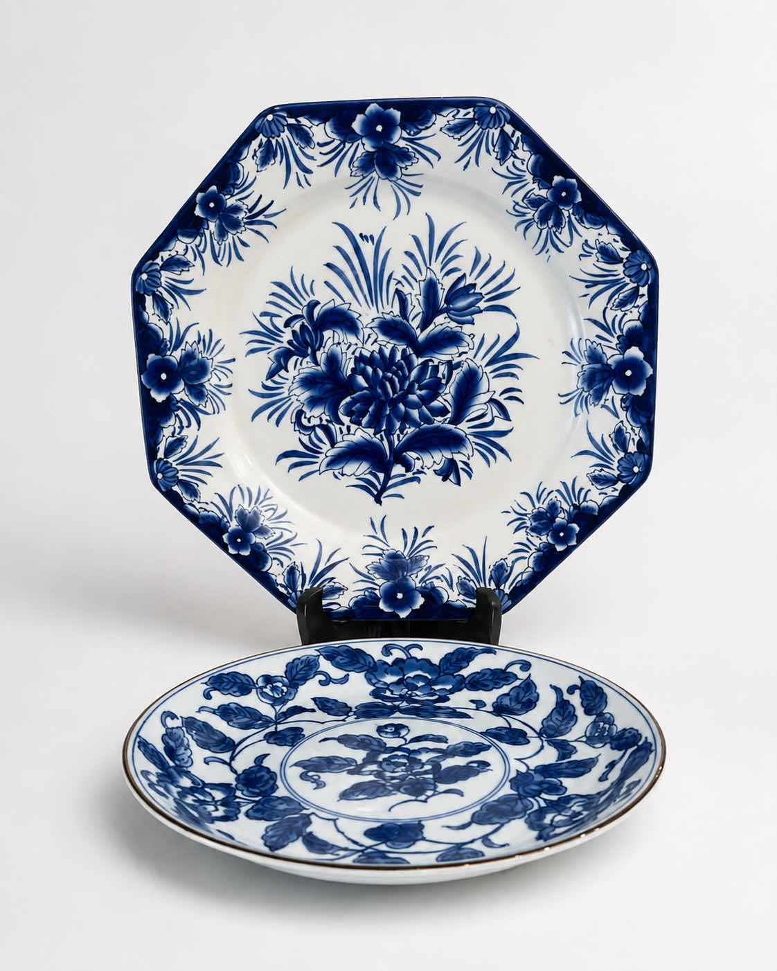 Photo 1 of 2- BLUE AND WHITE PLATES, GODINGER AND ANDREA BY SADEK 13.5”