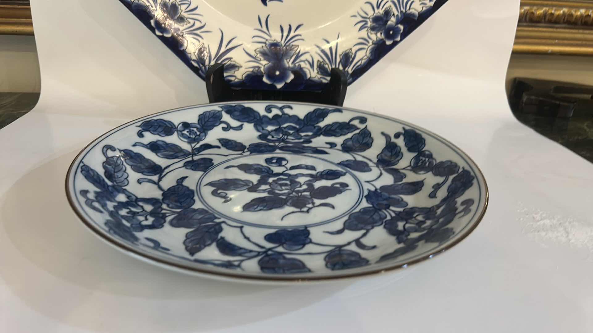 Photo 1 of 2- BLUE AND WHITE PLATES, GODINGER AND ANDREA BY SADEK 13.5”