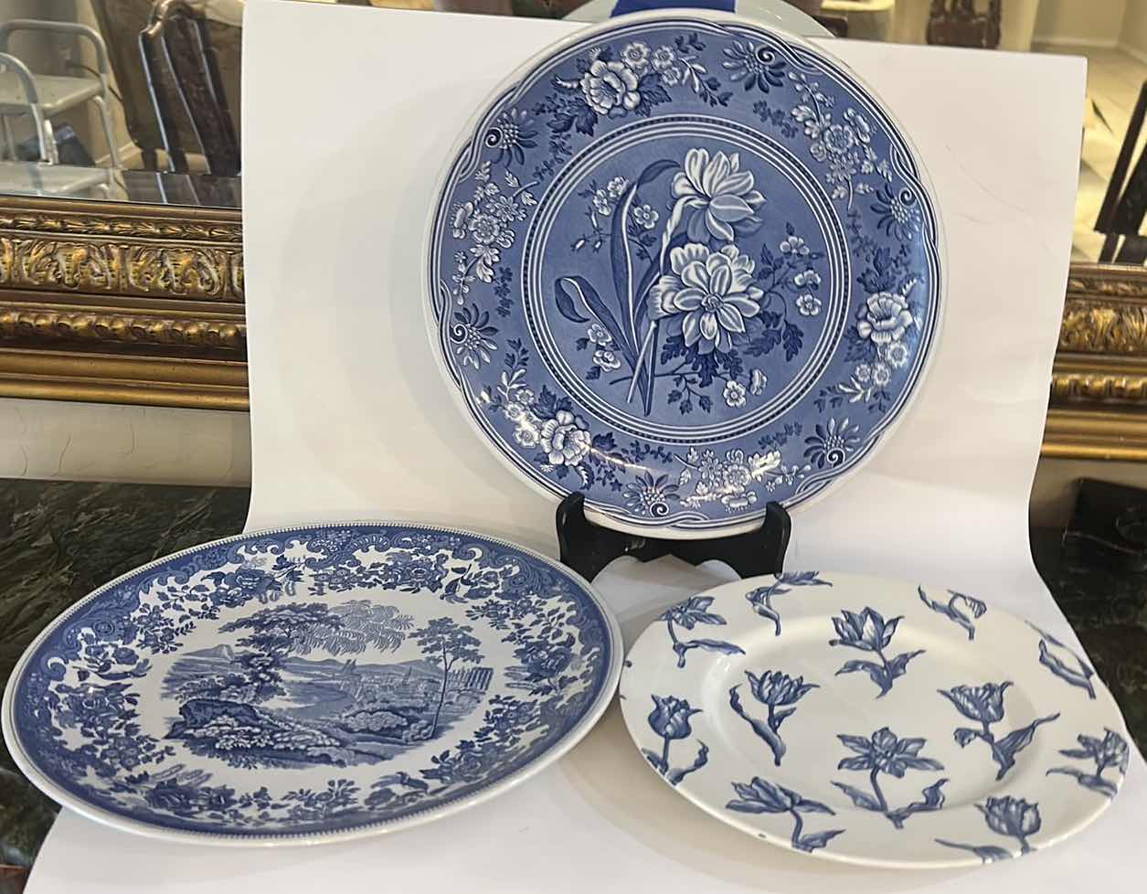 Photo 1 of 3 BLUE AND WHITE DECORATIVE PLATES H13”