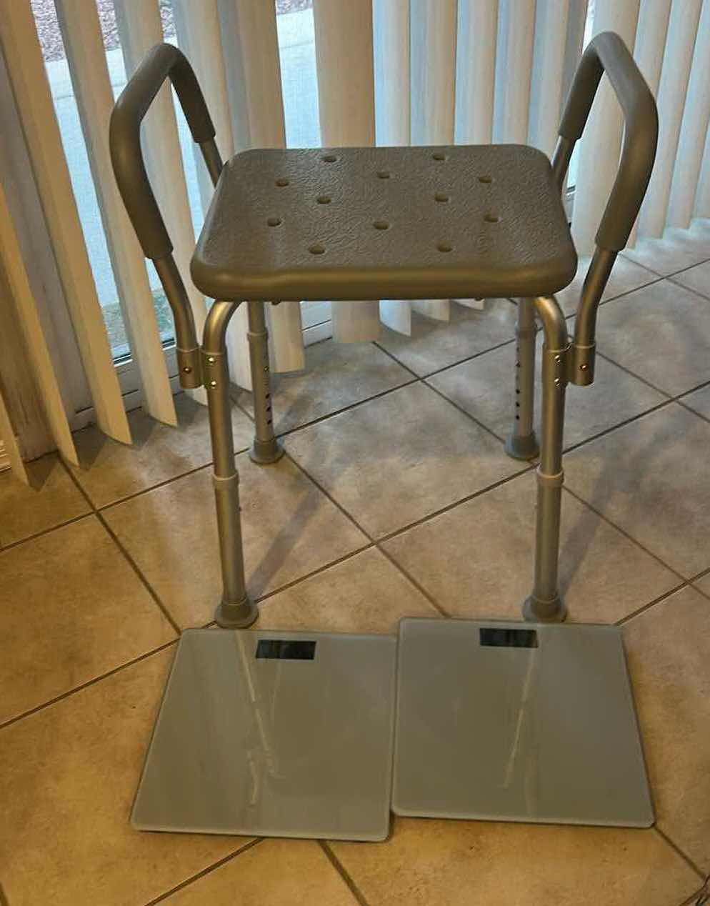 Photo 1 of 2 BATHROOM SCALES AND SHOWER CHAIR