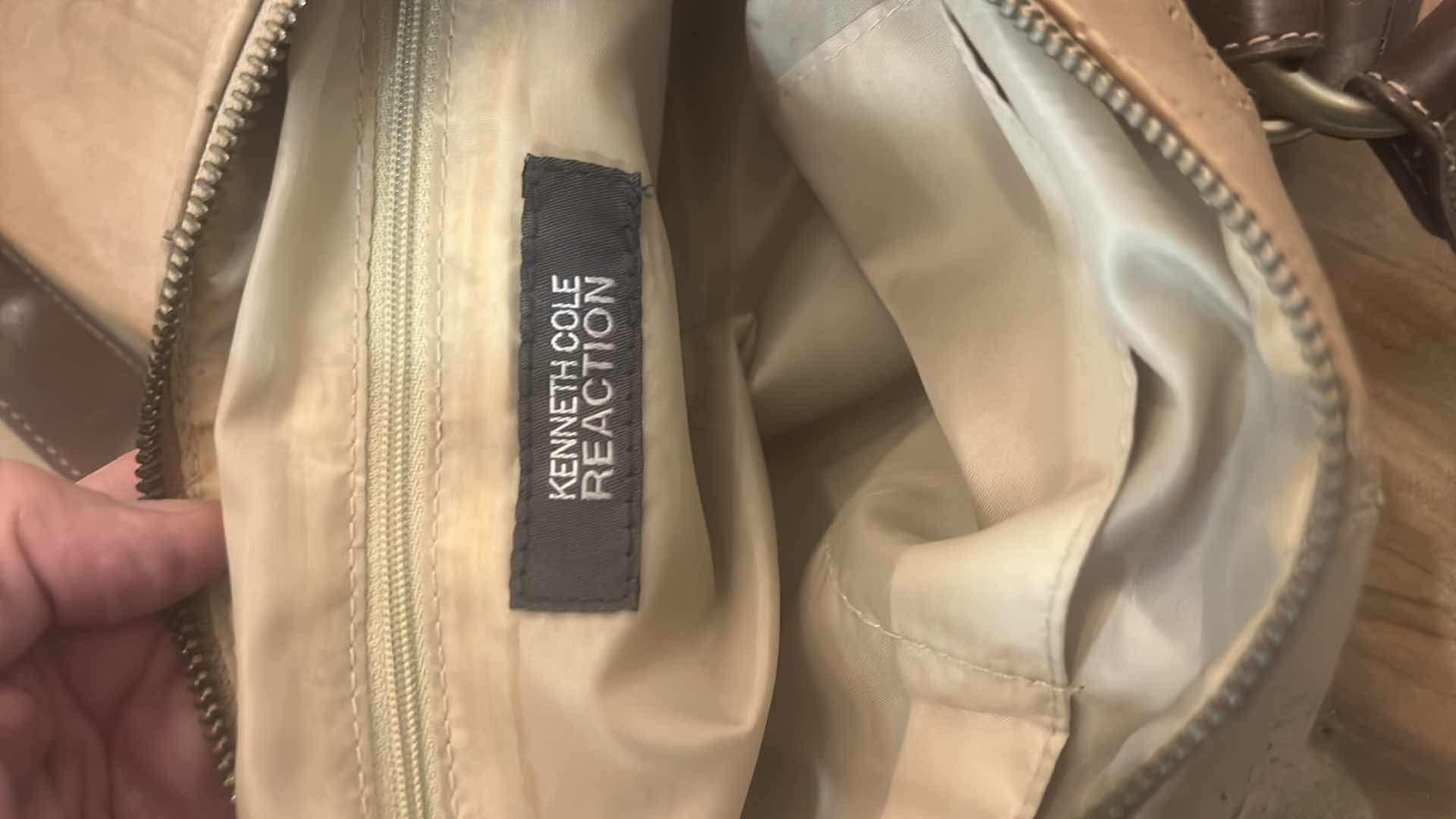 Photo 1 of VINTAGE KENNETH COLE REACTION, PERFORATED LEATHER SATCHEL HANDBAG $50