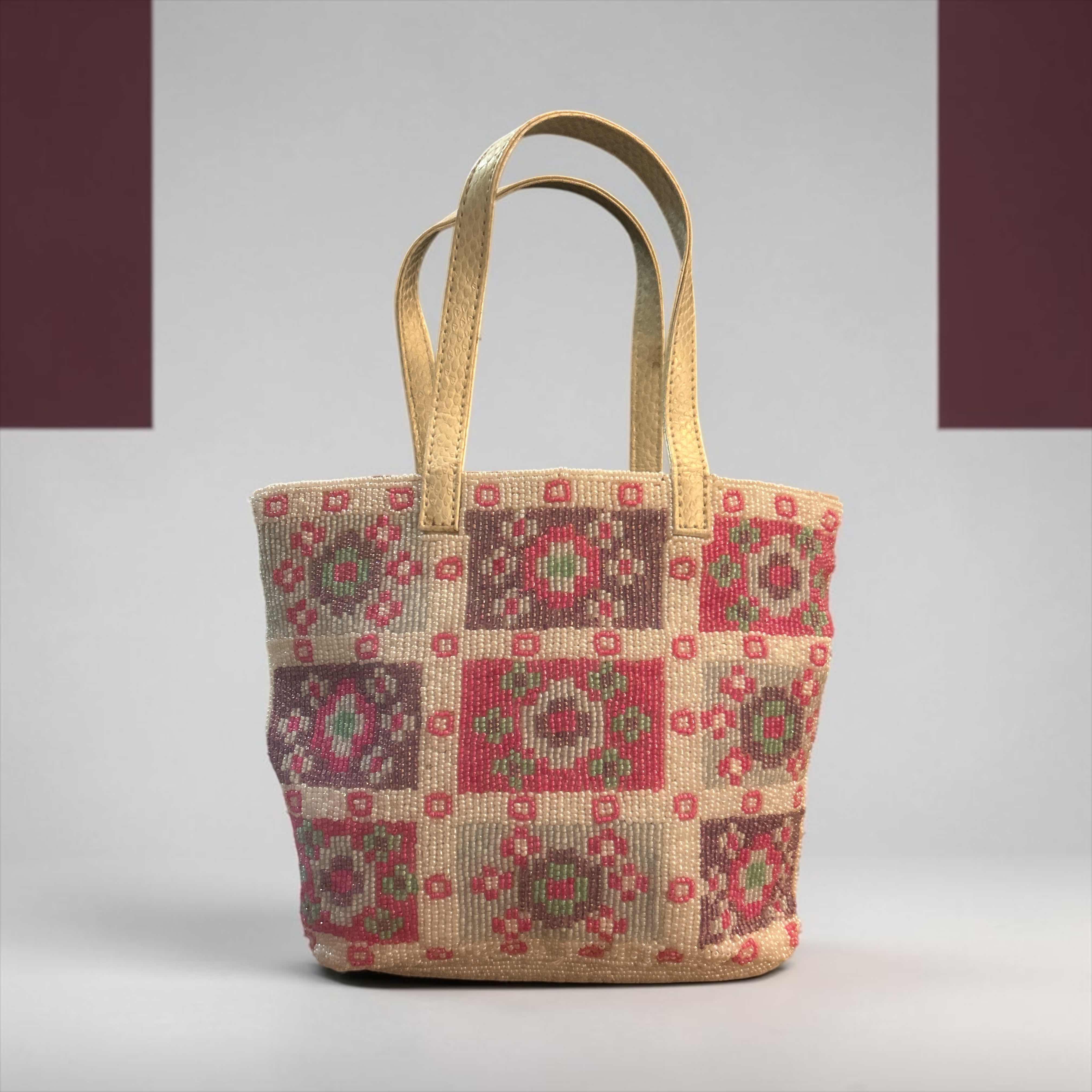 Photo 1 of VINTAGE 1990'S FENDI GLASS BEADED GEOMETRIC PATCH MINI TOTE BAG
