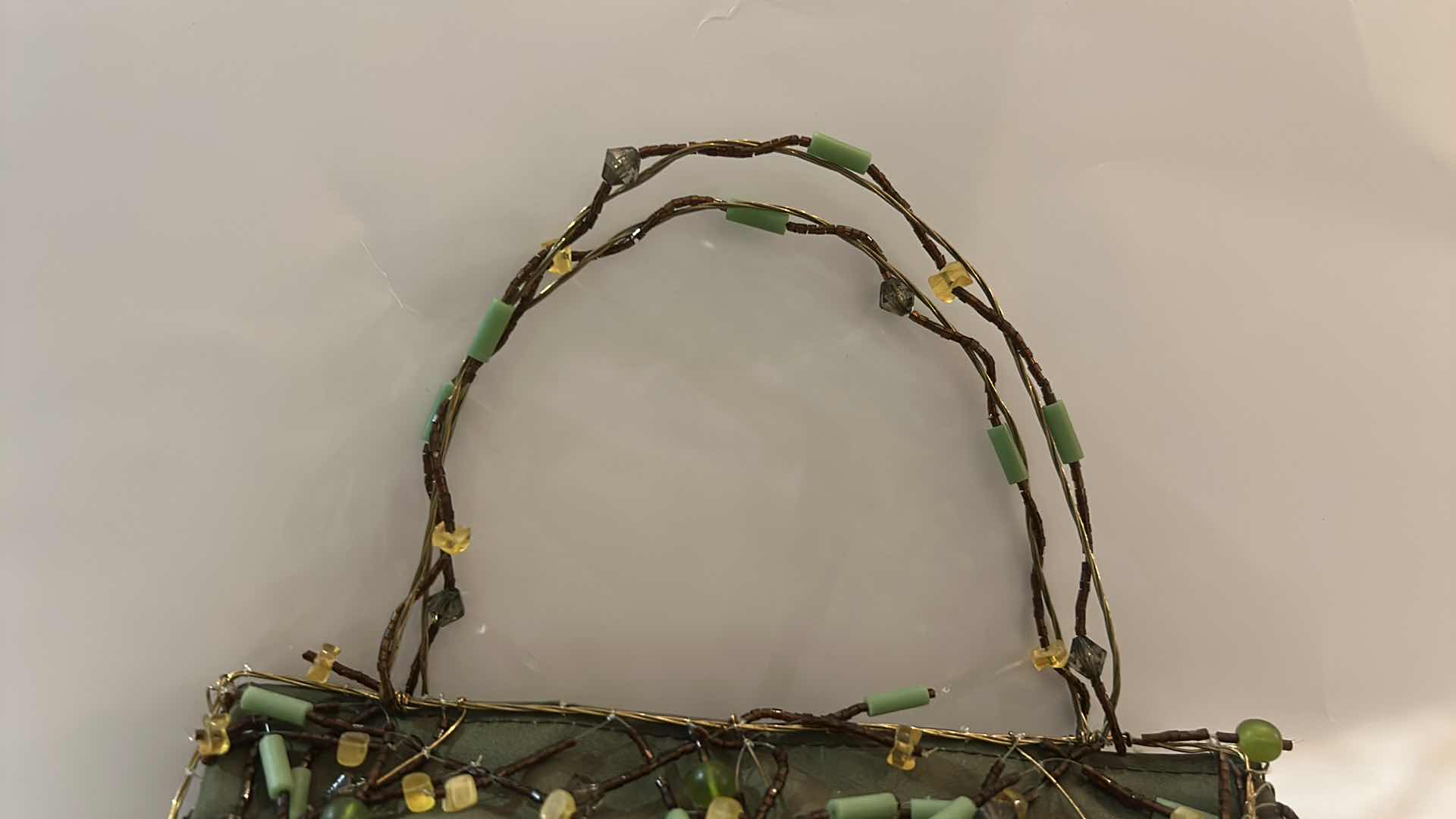 Photo 1 of RARE VINTAGE HANDCRAFTED WIRE AND SILK MINAUDIERE HANDBAG, RESEMBLING BOTEGA VENETA- NOT AUTHENTICATED