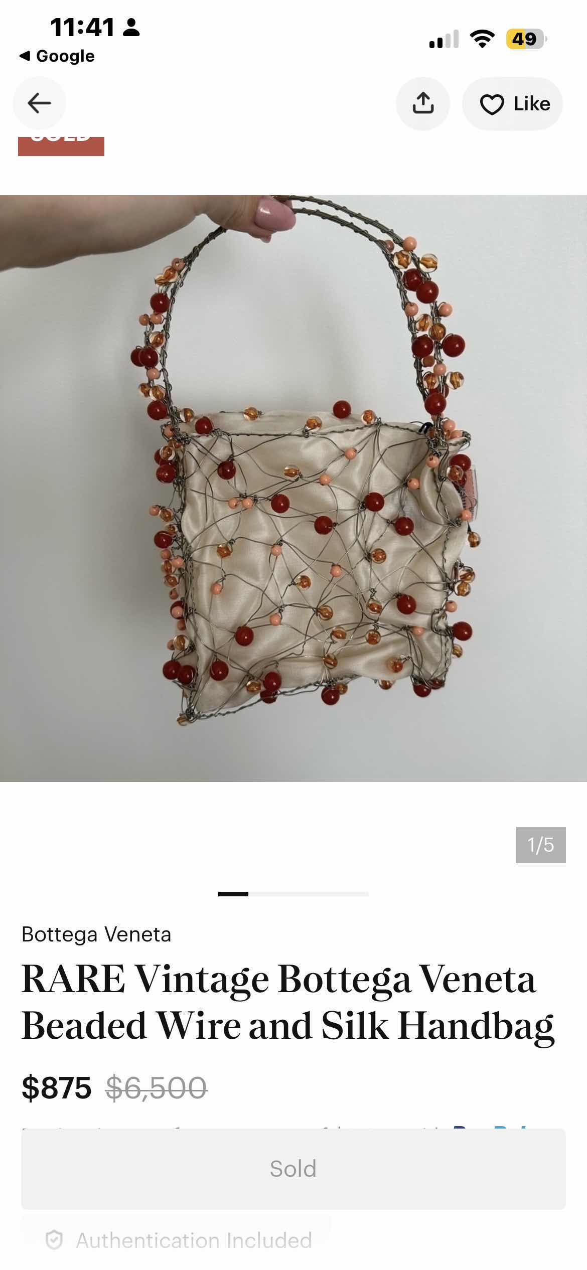 Photo 1 of RARE VINTAGE HANDCRAFTED WIRE AND SILK MINAUDIERE HANDBAG, RESEMBLING BOTEGA VENETA- NOT AUTHENTICATED