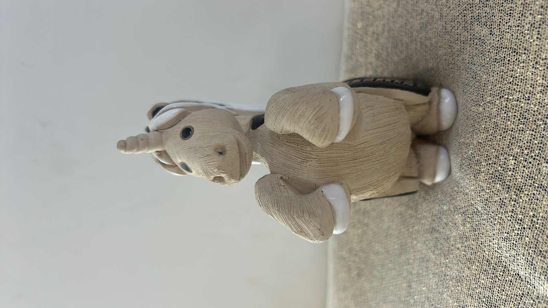 Photo 1 of VINTAGE ARTESANIA RINCONADA REARING UNICORN CLAY FIGURINE H5.5”