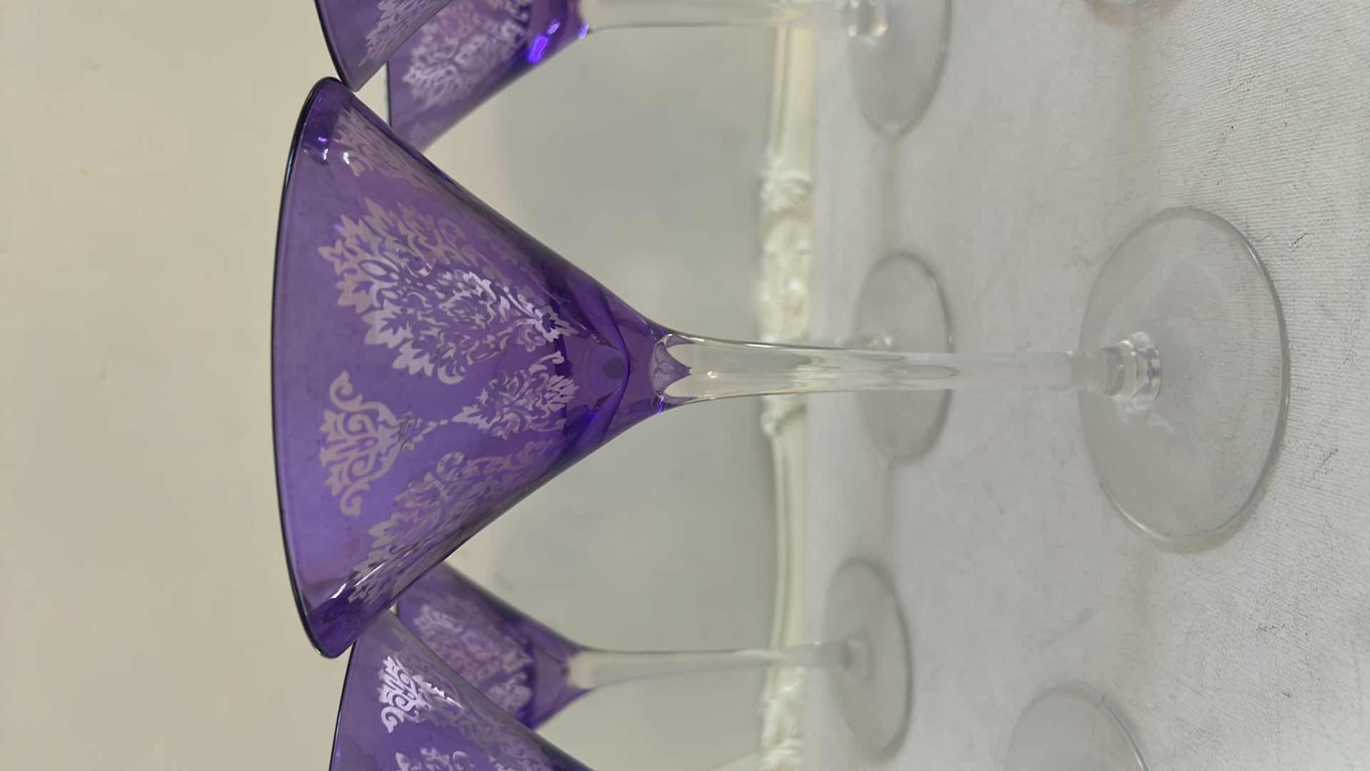 Photo 1 of 6 - LAVENDER PUTPLE DAMASK MARTINI GLASSES