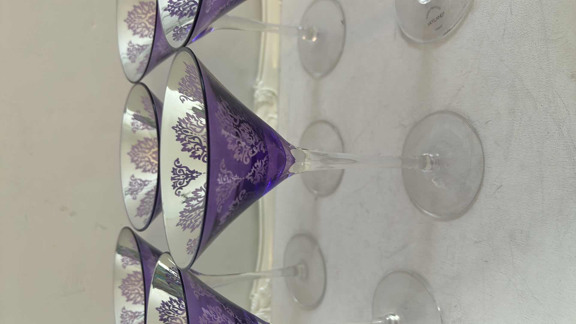 Photo 1 of 6 - LAVENDER PUTPLE DAMASK MARTINI GLASSES