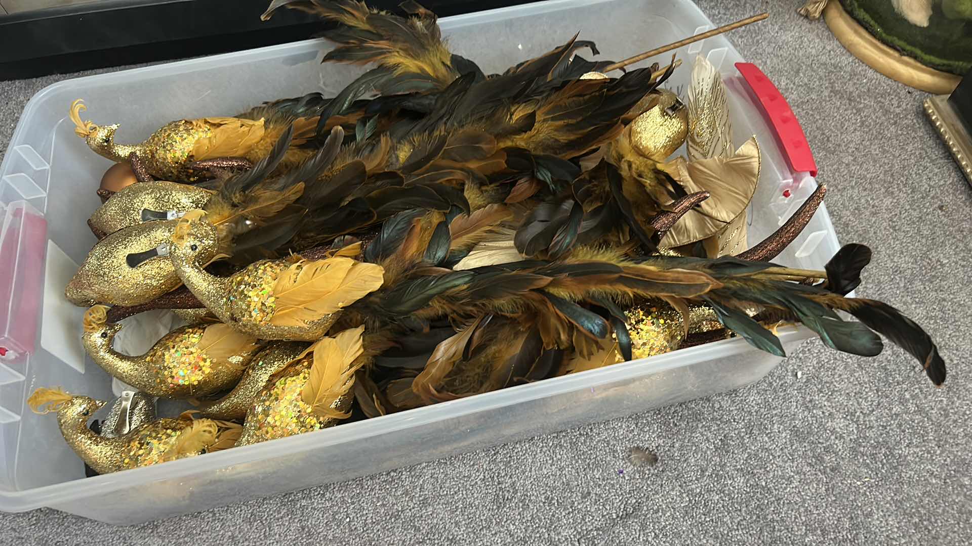 Photo 1 of TOTE FULL OF 23” CLIP ON PEACOCKS AND MORE