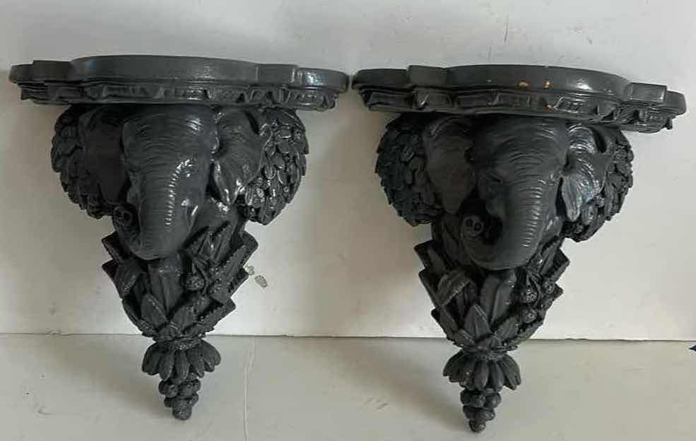 Photo 1 of VINTAGE BLACK ELEPHANT AND GRAPE WALL SCONCES H12”