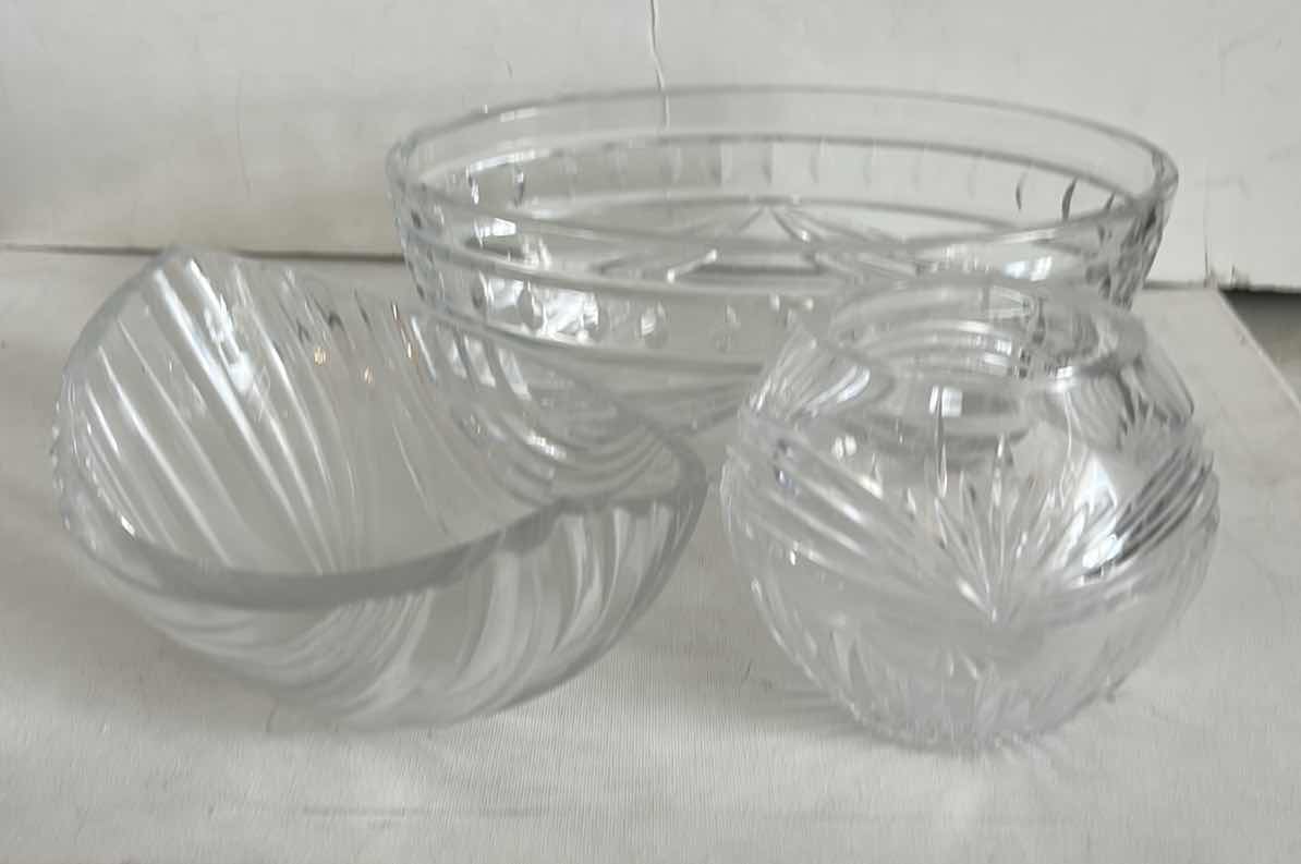 Photo 1 of TWO CUT CRYSTAL BOWLS & ONE CUT CRYSTAL VASE