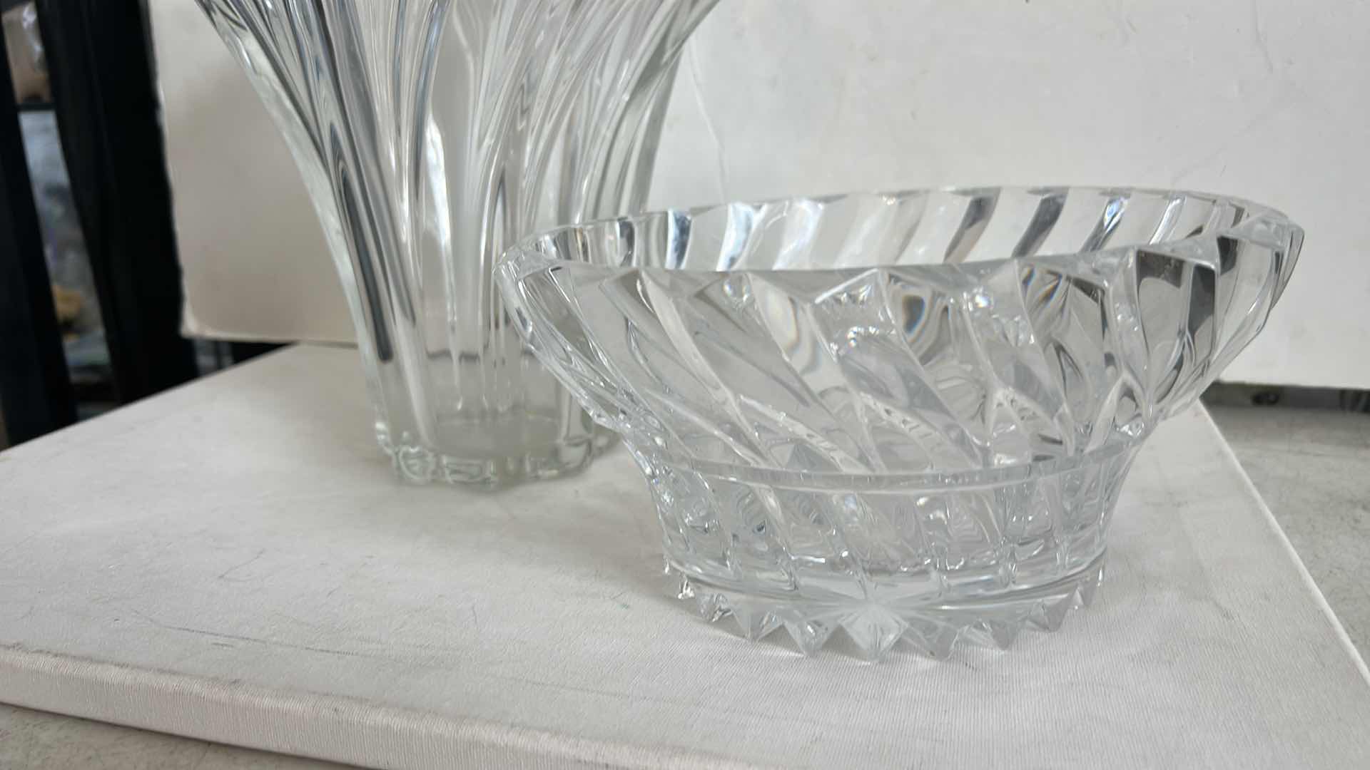 Photo 1 of HEAVY CUT CRYSTAL VASE AND BOWL (TALLEST H10”)