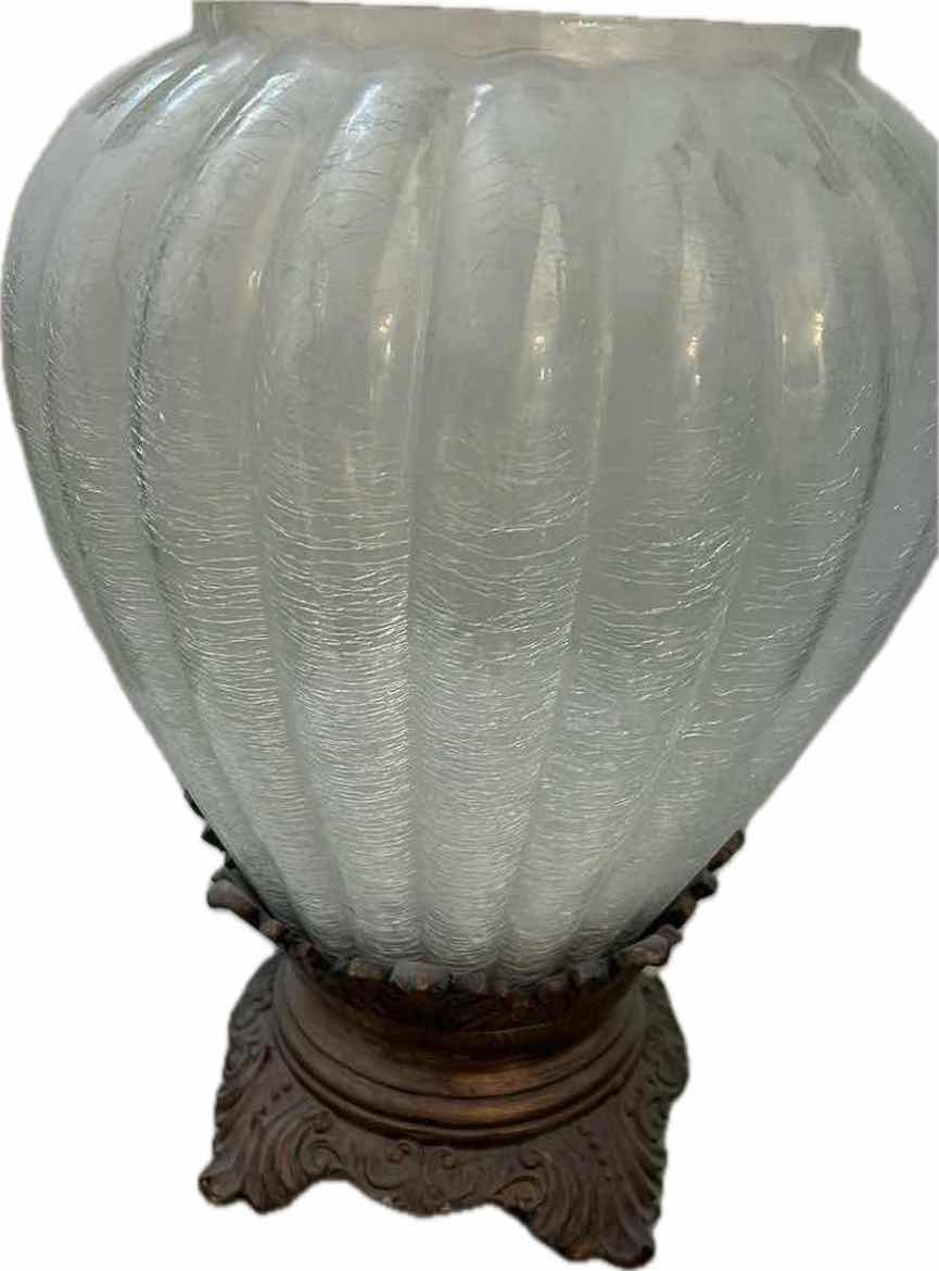 Photo 1 of LARGE HEAVY CRACKLE GLASS VASE H15”
