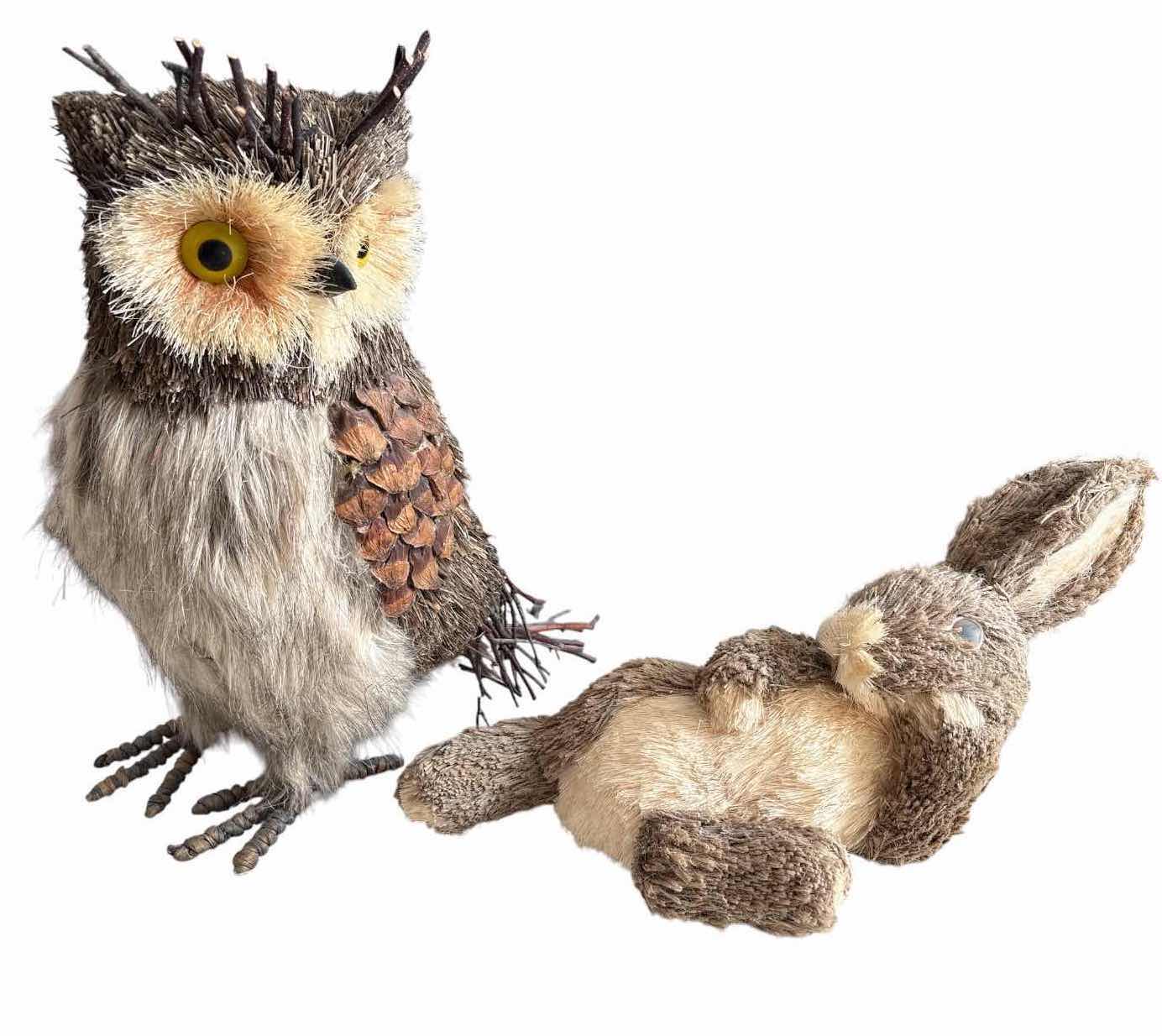Photo 1 of 2-PCS RUSTIC WOODLAND OWL & BEAR DECORATIVE FIGURES H13”