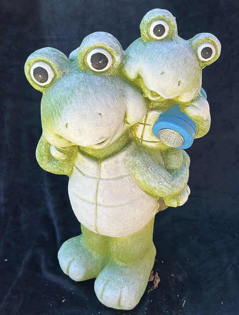 Photo 1 of FROG FIGURINE WITH SOLAR LIGHT OUTDOOR DECOR H20”