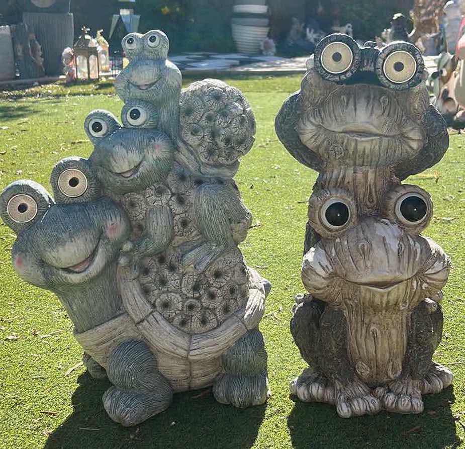 Photo 1 of FROG AND SNAIL STATUES OUTDOOR DECOR- SOLAR LIGHTING (TALLEST H20”)