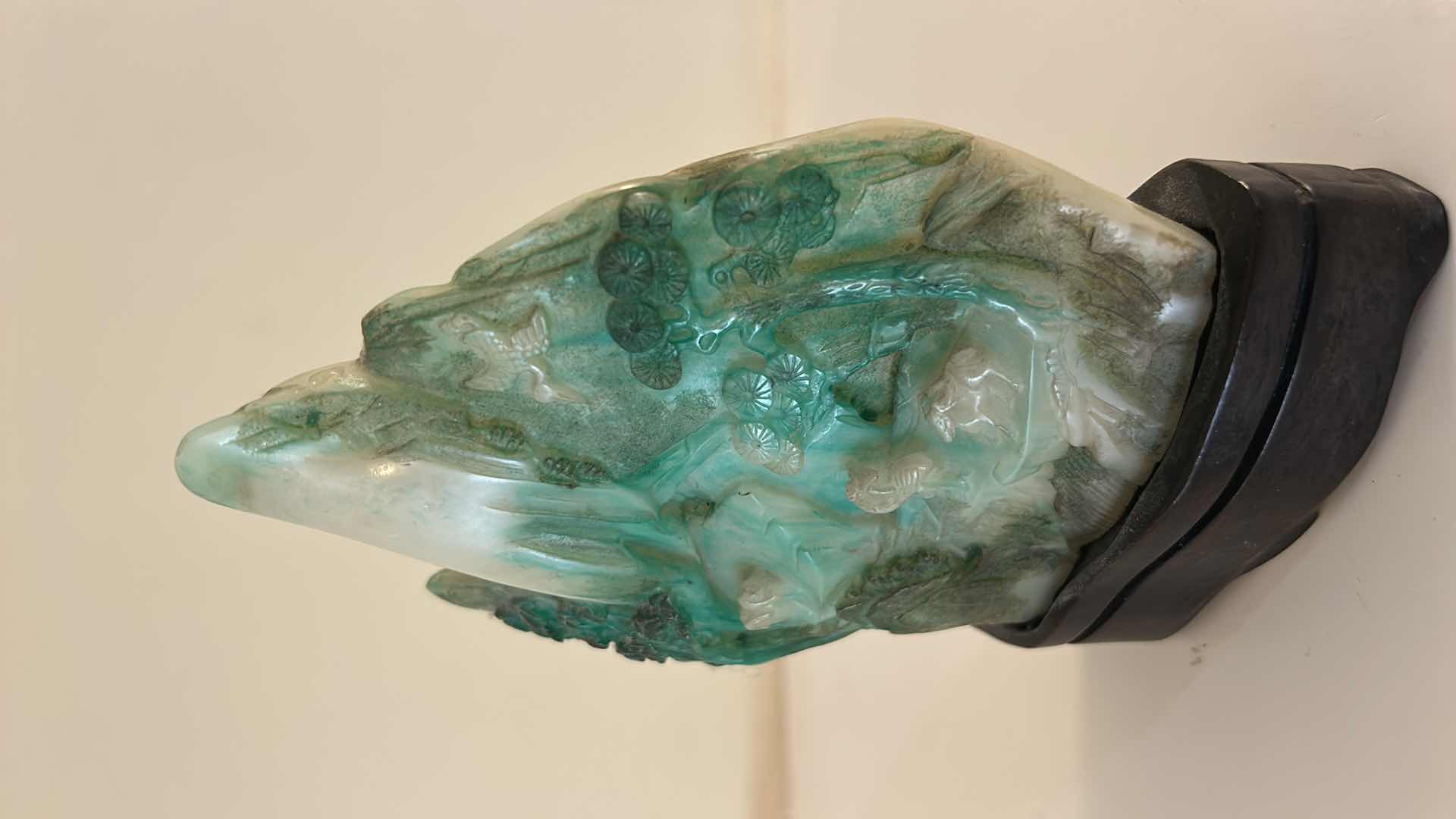 Photo 1 of CHINESE CARVED JADEITE BOULDER MOUNTAIN H7”