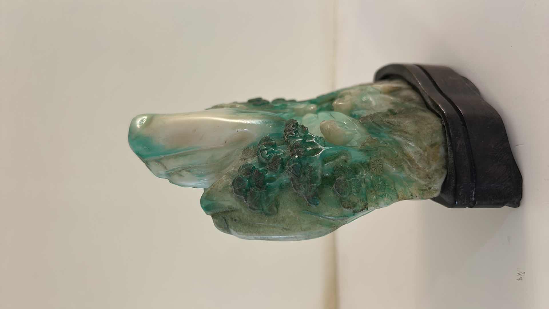 Photo 1 of CHINESE CARVED JADEITE BOULDER MOUNTAIN H7”