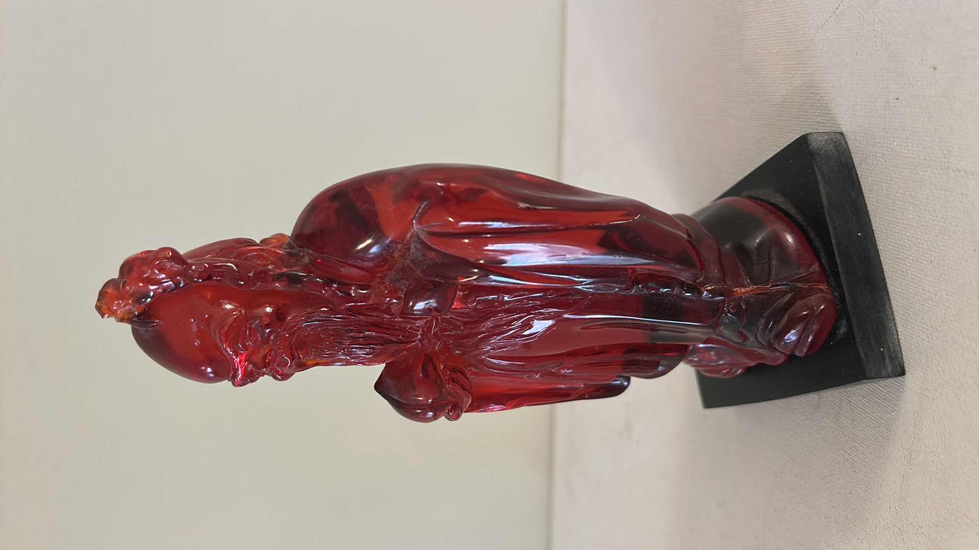 Photo 1 of CHINESE CHERRY AMBER RESIN SCULPTURE OF SHOU LAO H8”
