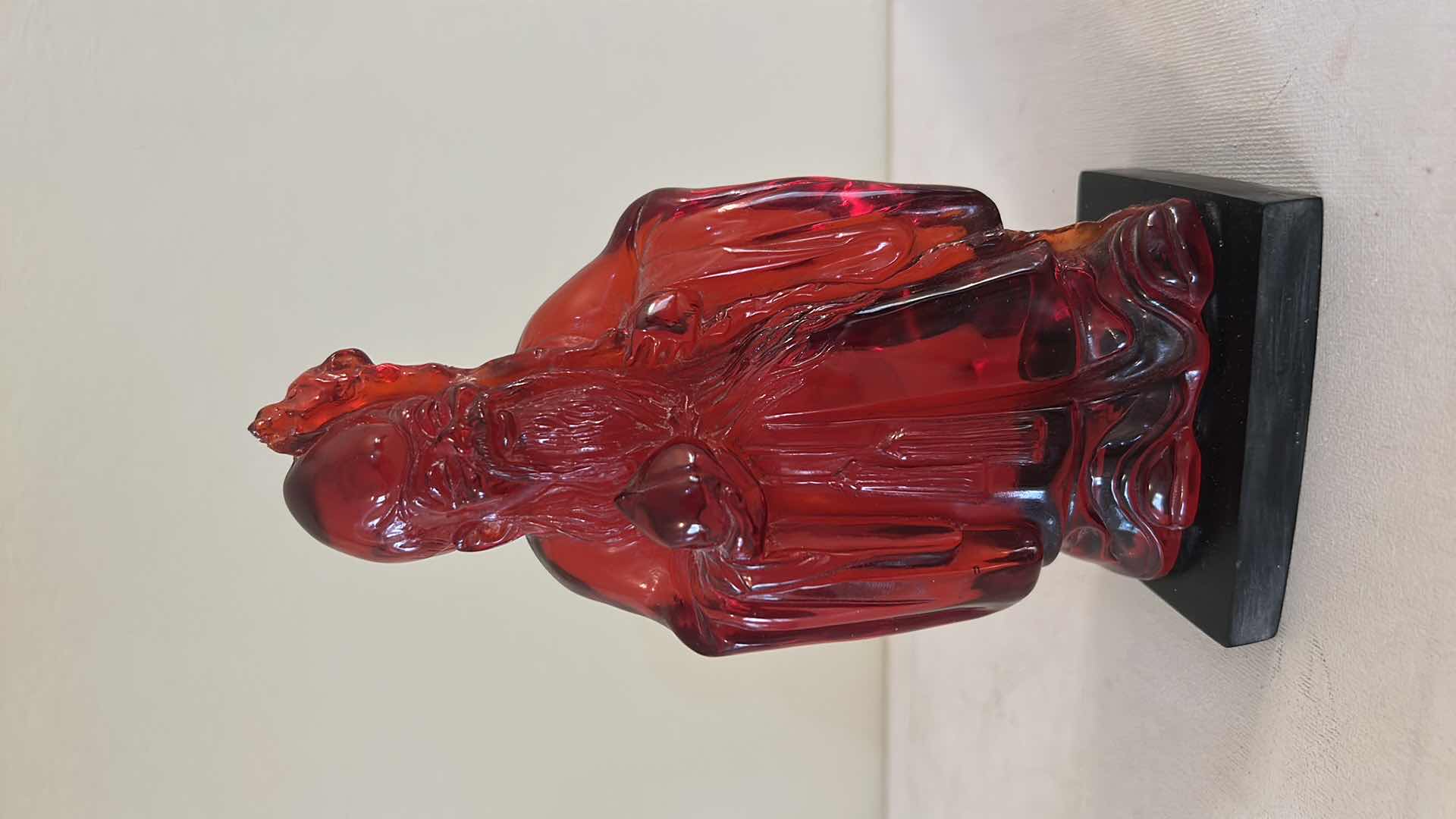 Photo 1 of CHINESE CHERRY AMBER RESIN SCULPTURE OF SHOU LAO H8”