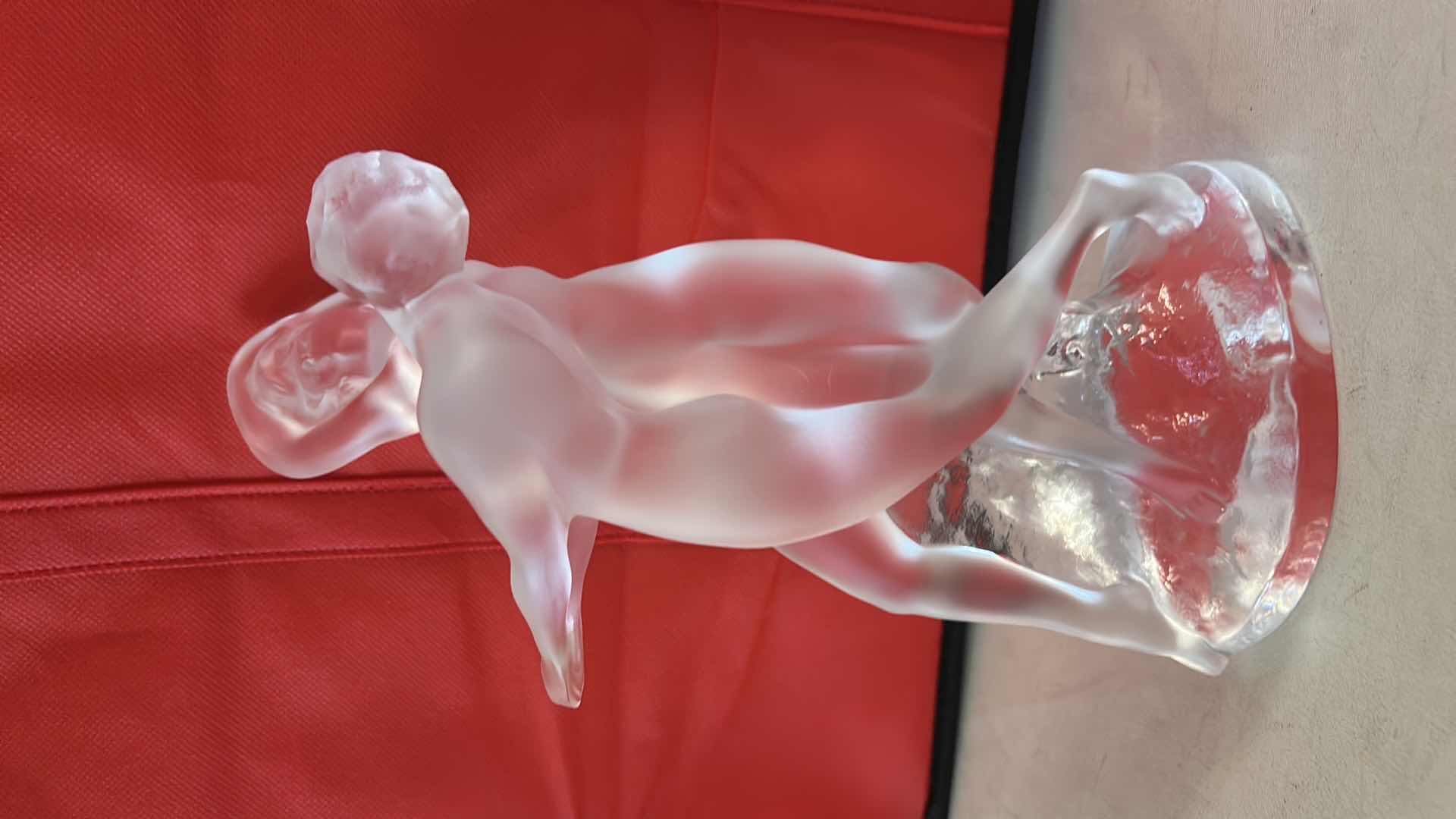 Photo 1 of LALIQUE CRYSTAL FIGURINE DEUX DANSEUSES (Two Dancers) SCULPTURE H10.5”