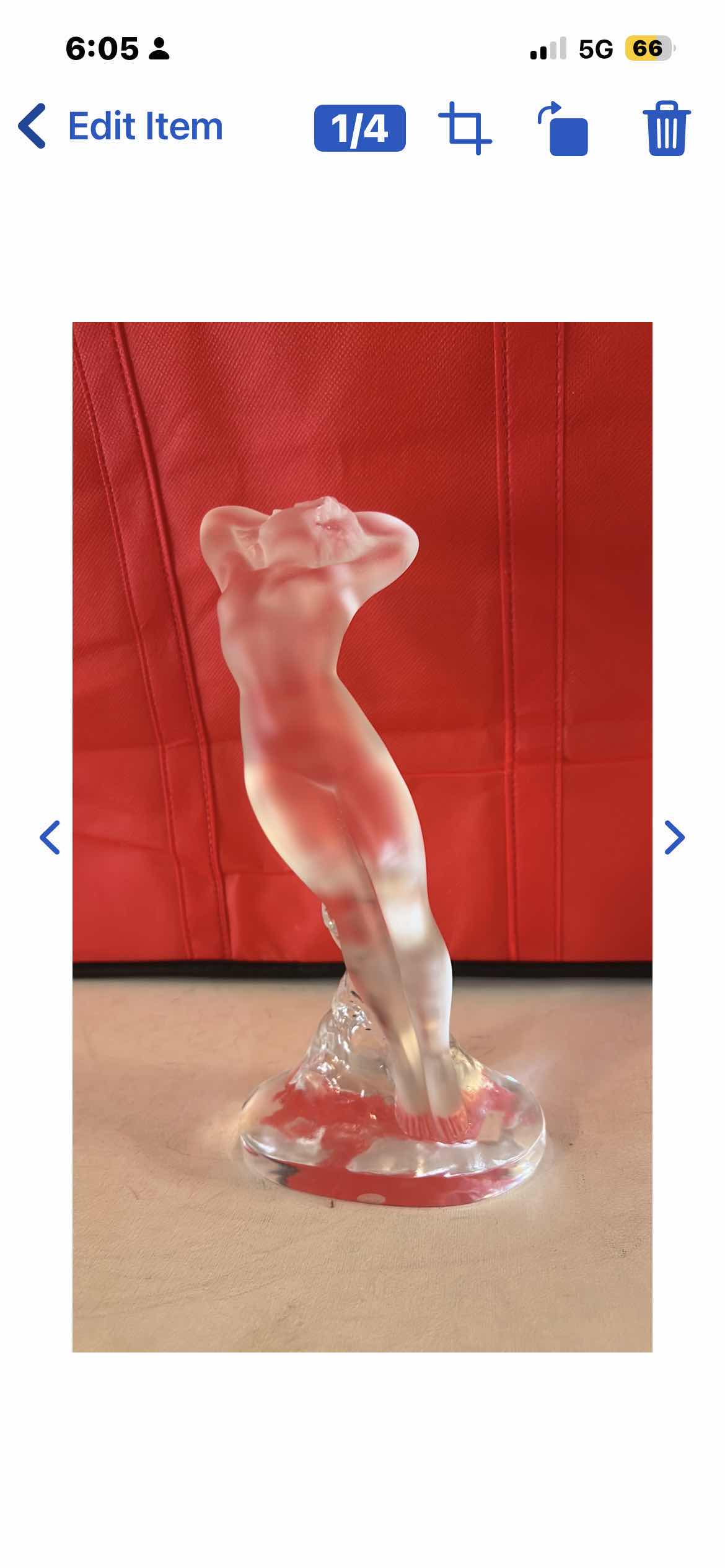 View 6 of LALIQUE CRYSTAL FIGURINE, NUDE DANCING WOMAN H10”