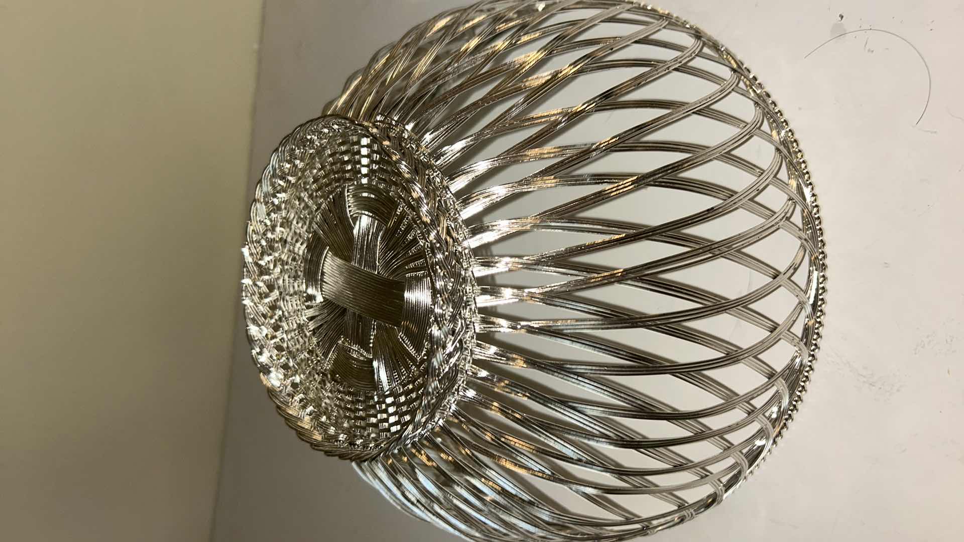 Photo 1 of LEAD CRYSTAL SERVING BOWL W SILVER PLATED LATTICE PEDESTAL BASE 11” x H6 1/2”