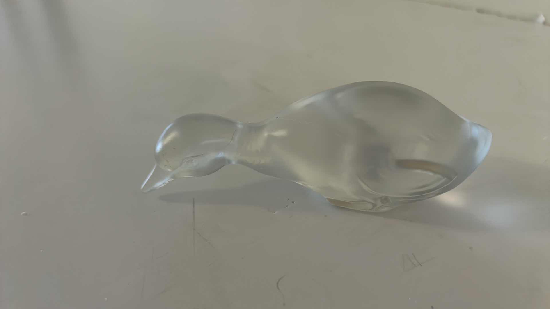 Photo 1 of 2 BACCARAT CRYSTAL FIGURINES - DAUPHIN DIVING DOLPHIN & SWIMMING /HUNTING DUCK H3”
