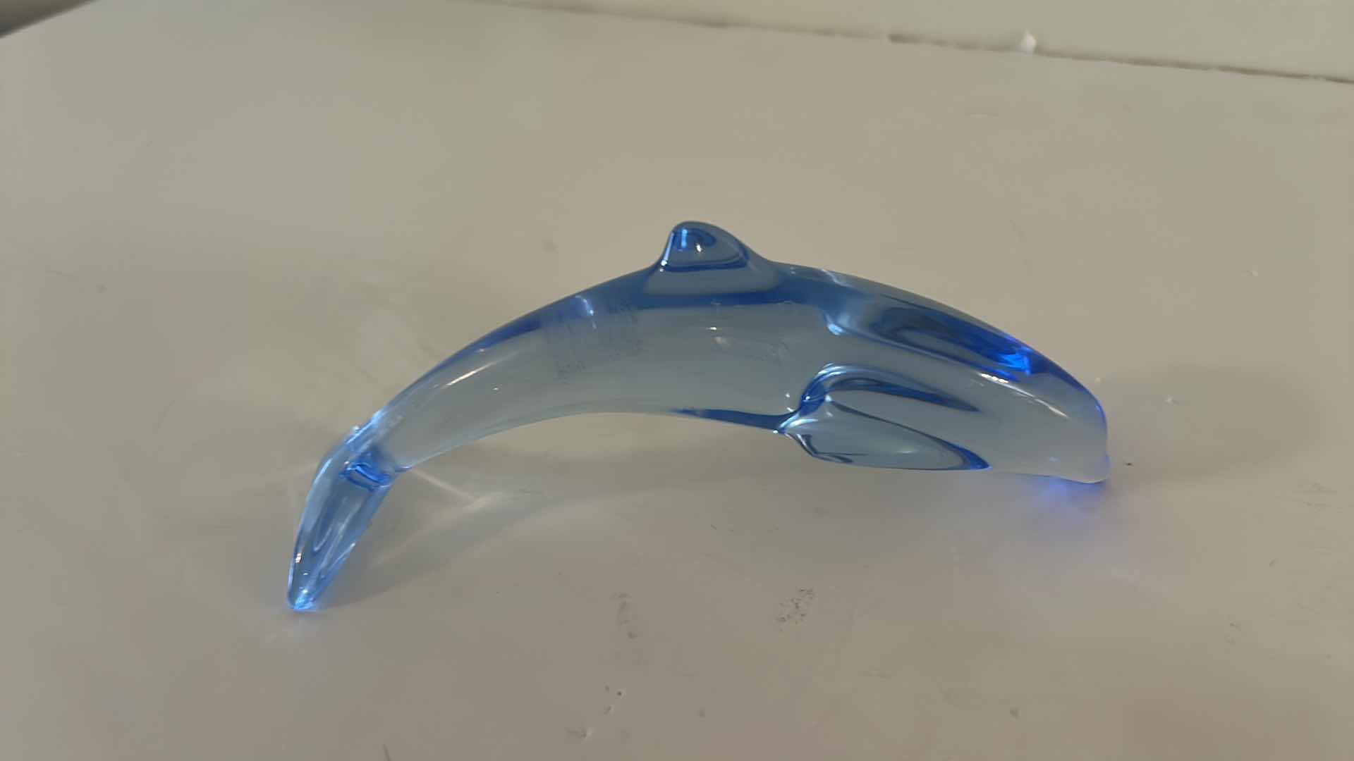 Photo 1 of 2 BACCARAT CRYSTAL FIGURINES - DAUPHIN DIVING DOLPHIN & SWIMMING /HUNTING DUCK H3”