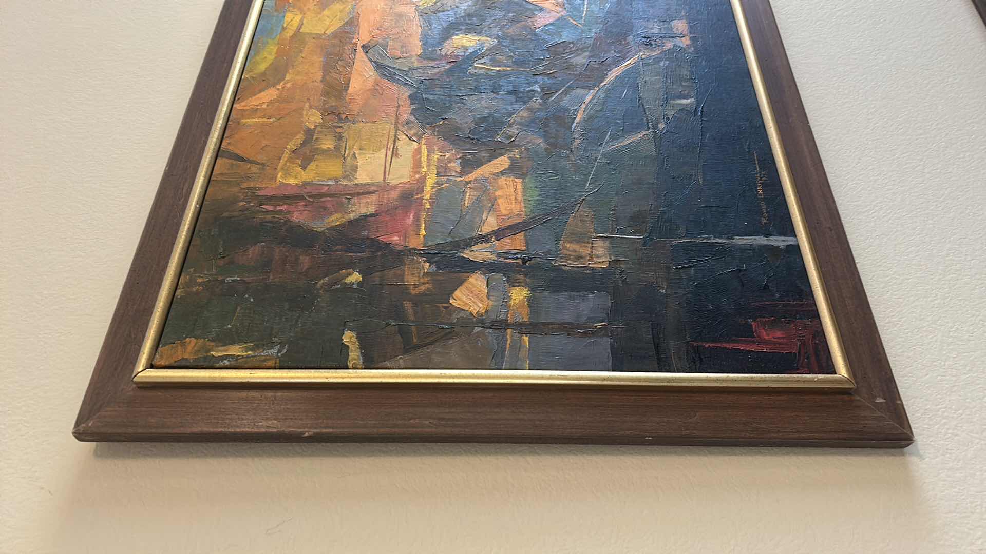 Photo 1 of FRAMED ORIGINAL 1969 OIL PAINTING ON CANVAS BY ROMEO BORJA ENRIQUEZ, LANDSCAPE ARTWORK, 43 1/2“ x H28 1/2“