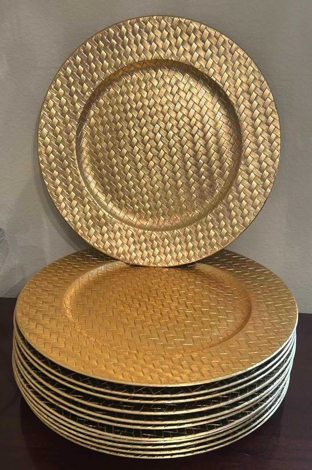 Photo 1 of 12 GOLD TONE PLATE CHARGERS