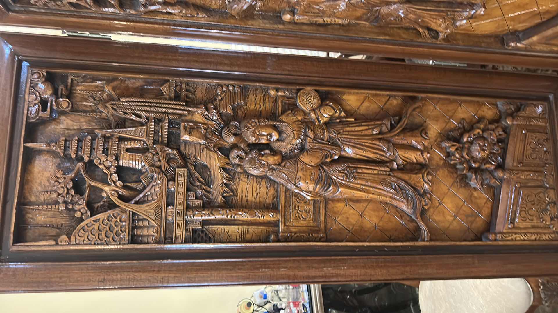 Photo 1 of ANTIQUE/VINTAGE CHINESE FOUR PANEL HAND CARVED WOODEN ROOM DIVIDER/PRIVACY SCREEN
54” x 1.5” x 6’
