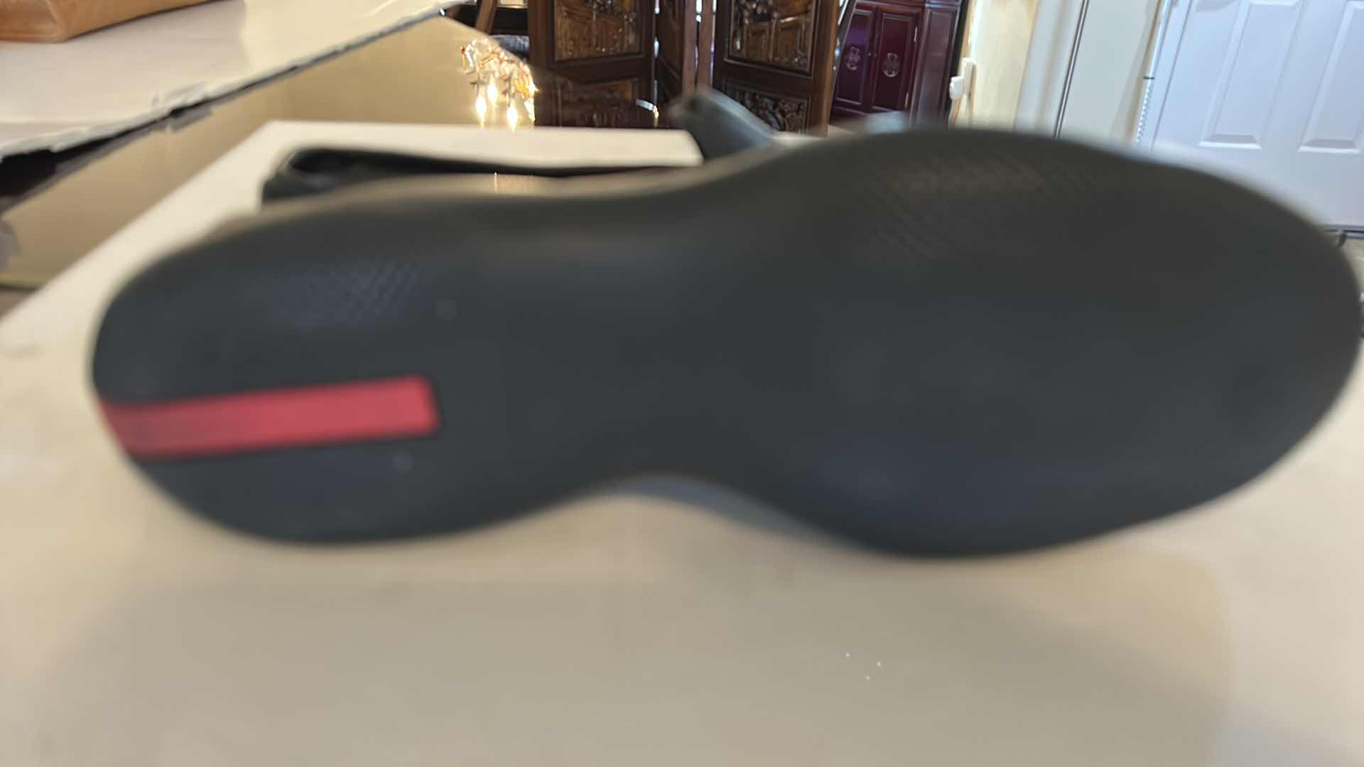 Photo 1 of PRADA SPORT BLACK LEATHER PERFORATED MULES/SLIP ON LOAFERS SIZE 7