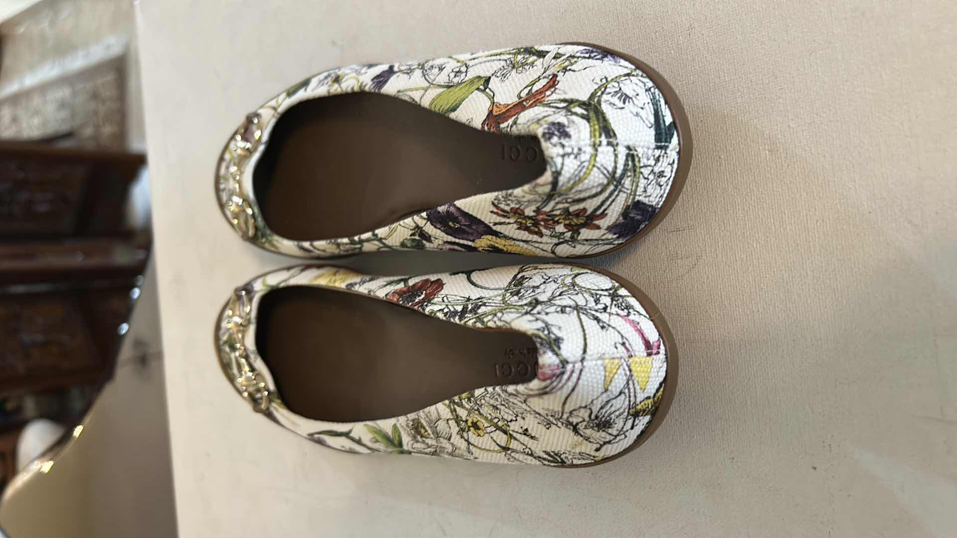 Photo 1 of GUCCI FLORA PRINT CANVAS HORSE BIT BALLET FLATS SIZE 7