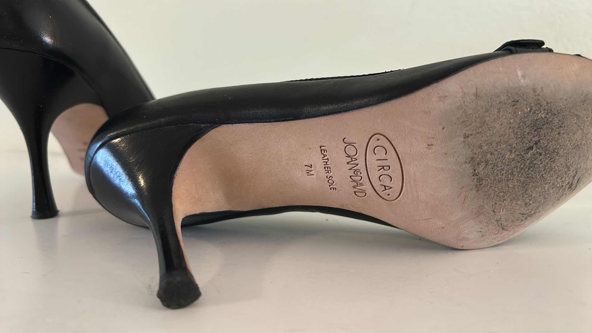 Photo 1 of CIRCA JOAN AND DAVID BLACK LEATHER PEEP TOE PUMPS