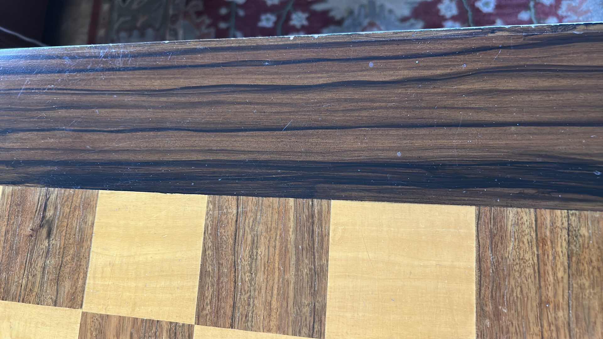 Photo 1 of MID-CENTURY MODERN ROSEWOOD CHEST TABLE WITH CHESS PIECES Mid-Century Modern rosewood chess table featuring an. 32“ x 32“ x 27 1/2“