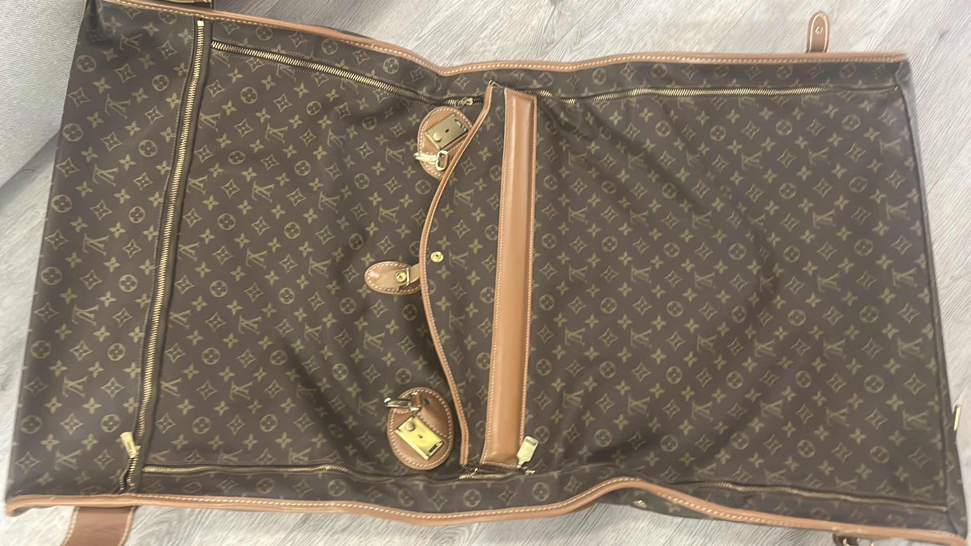 Photo 1 of AUTHENTIC LOUIS VUITTON: VINTAGE MONOGRAM CANVAS LARGE FOLDING GARMENT BAG SUITCASE LUGGAGE
