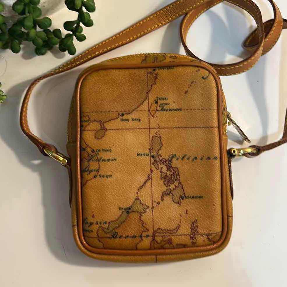 Photo 1 of ALVIERO MARTINI: VINTAGE PRIMA CLASSE GEOGRAPHIC MAP PRINT CROSSBODY BAG