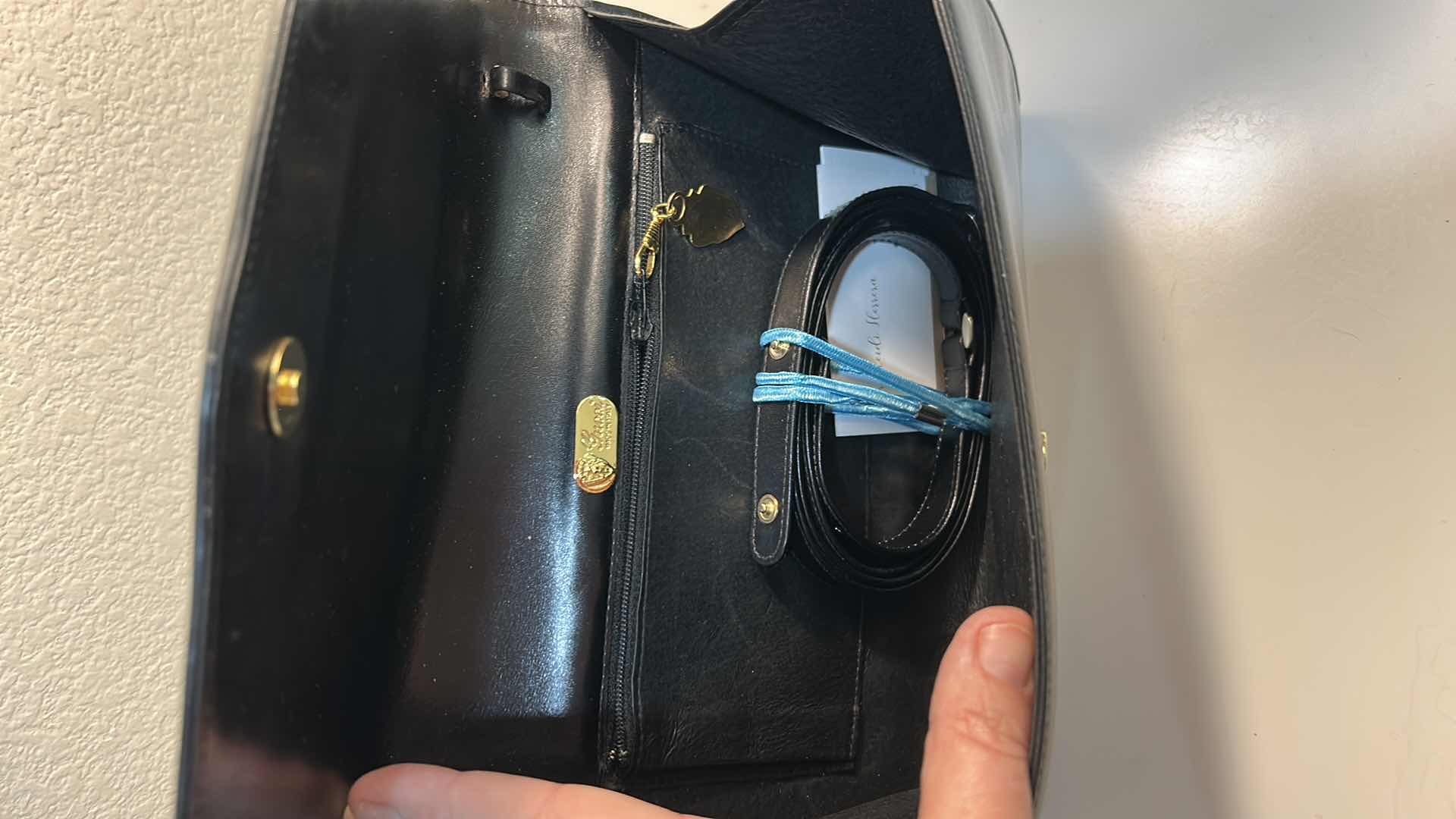 Photo 1 of AUTHENTIC GUCCI: VINTAGE BLACK SMOOTH LEATHER HORSEBIT ENVELOPE CLUTCH BAG