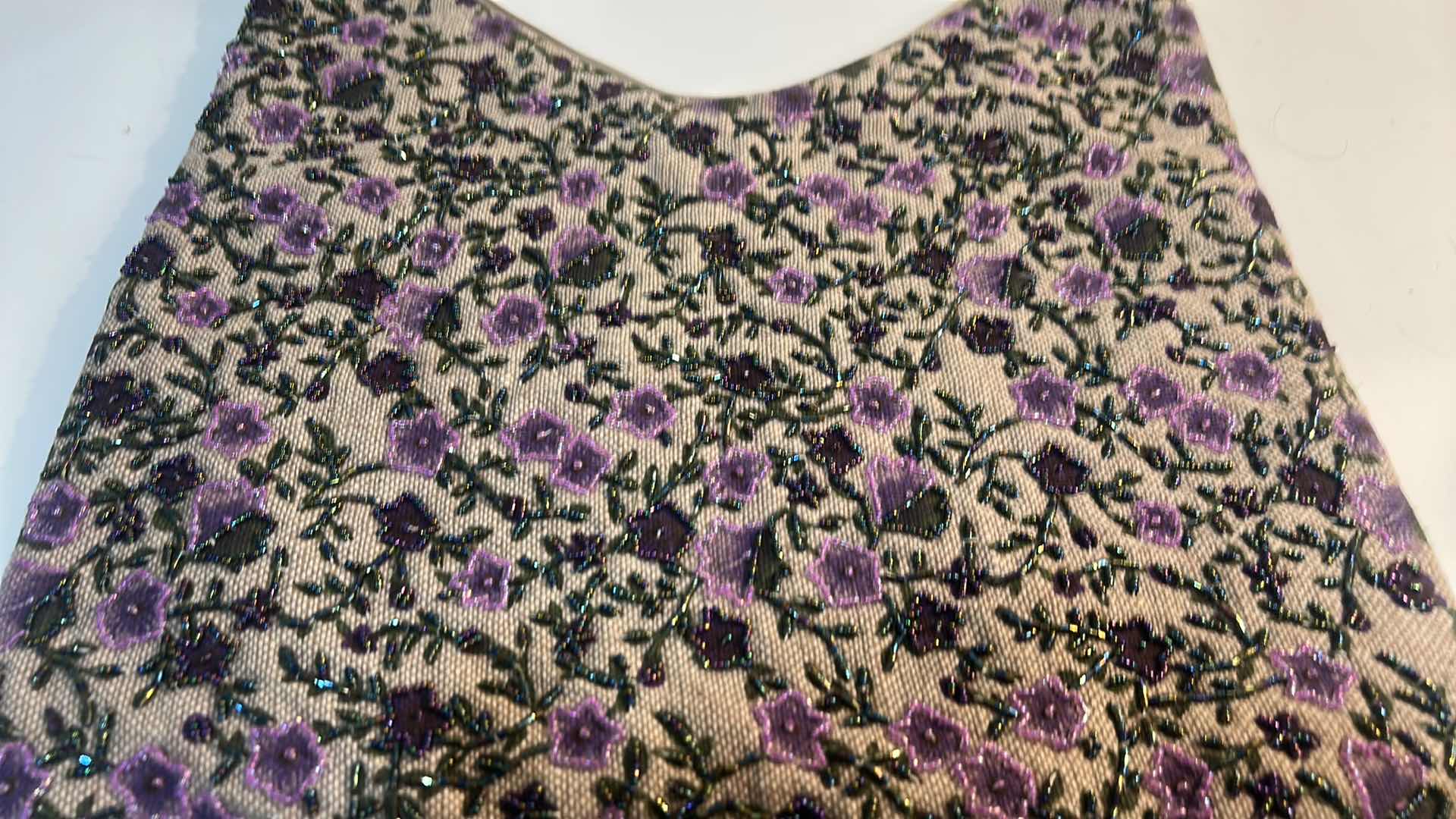 Photo 1 of PURPLE AND GREEN FLORAL BEADED HOBO SHOULDER BAG