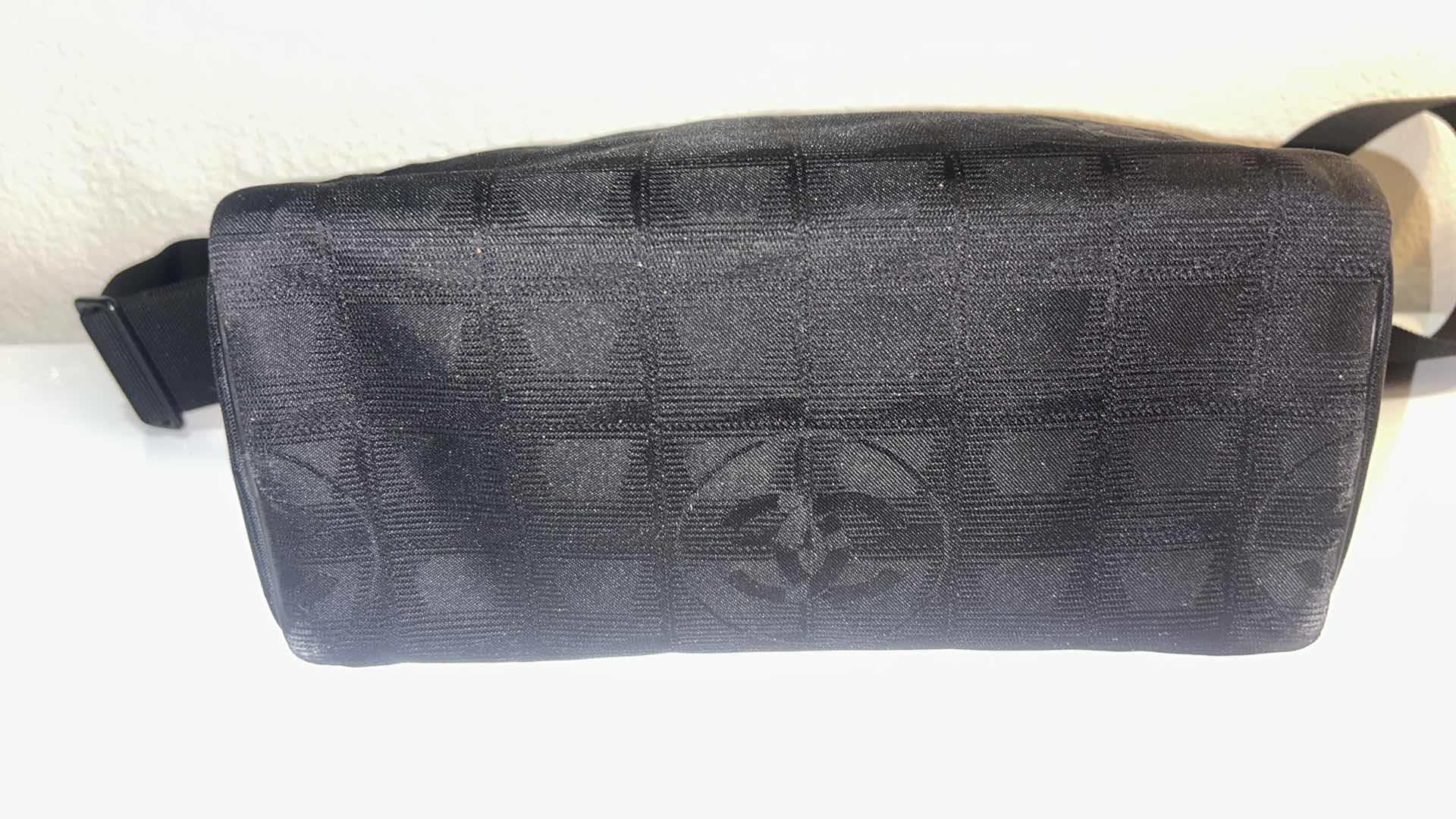 Photo 1 of AUTHENTIC CHANEL NEW TRAVEL LINE CAMERA SHOULDER BAG IN BLACK NYLON JACQUARD