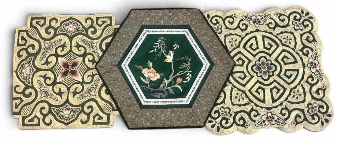 Photo 1 of 3 VINTAGE CHINESE SILK EMBROIDERED DOILIES/TABLE MAT