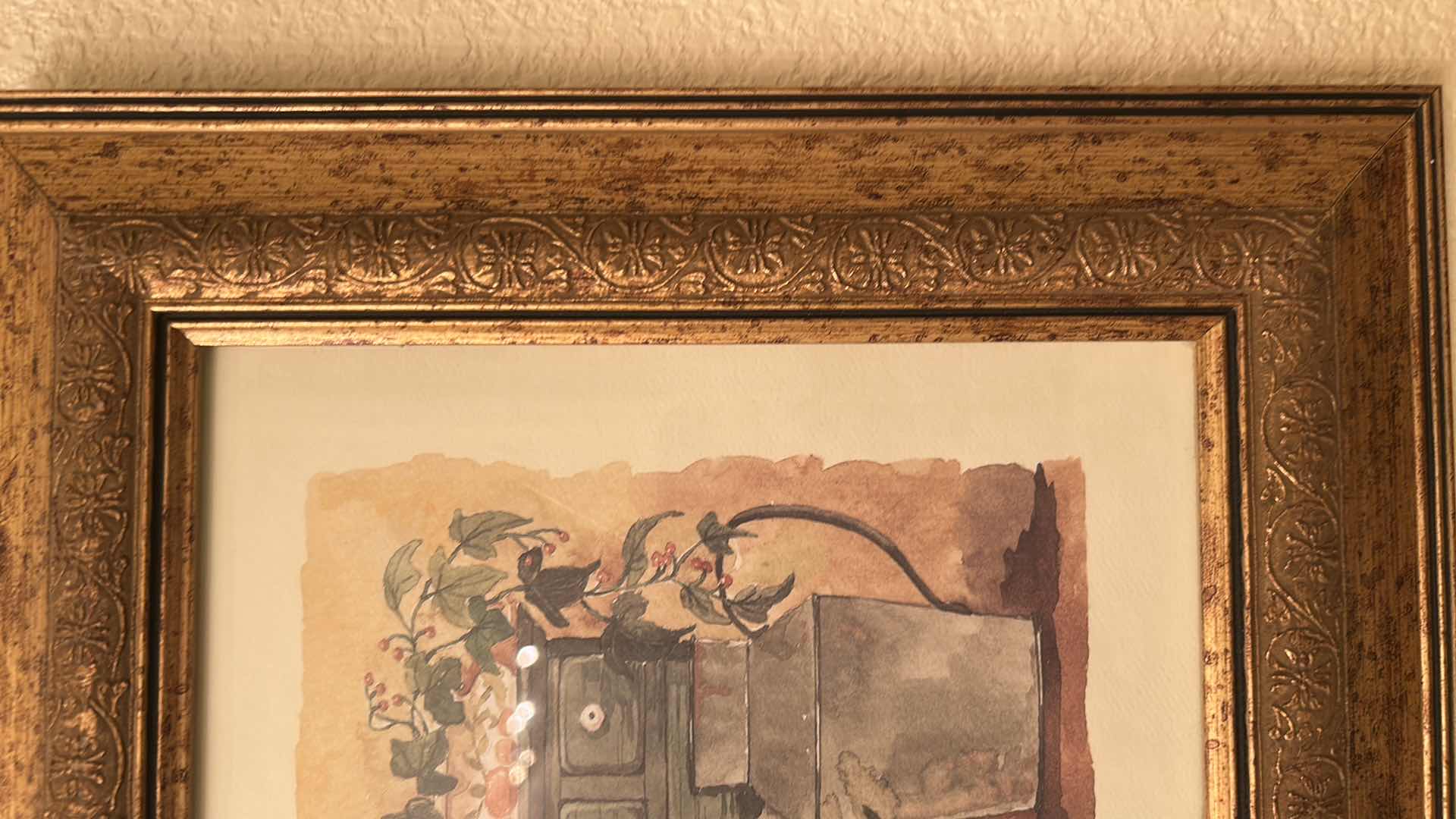 Photo 1 of VINTAGE STYLE WATERCOLOR ART PRINT GOLD FRAMED W CLAWFOOT BATHTUB 24" X 11"