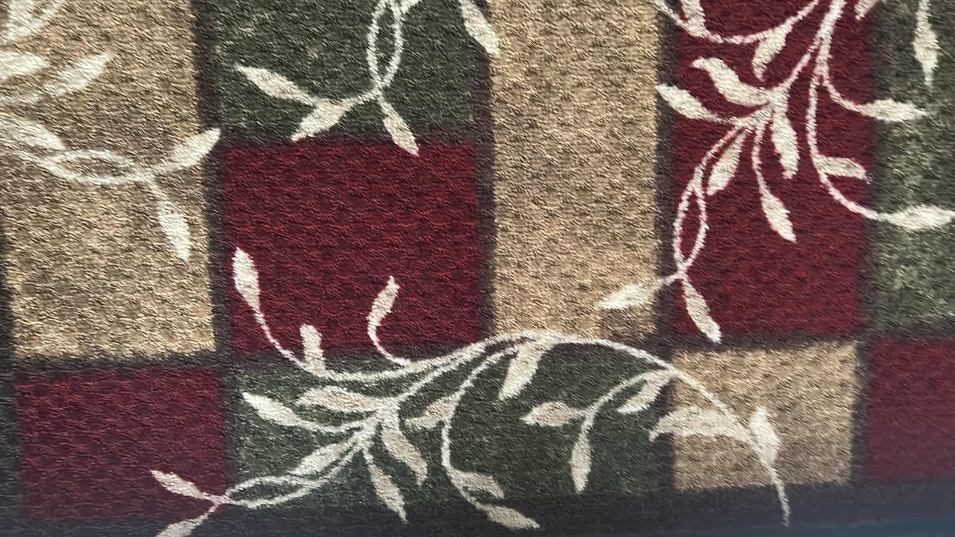 Photo 1 of PATCHWORK PRINT BURGUNDY GREEN RUG 47" X 30"
